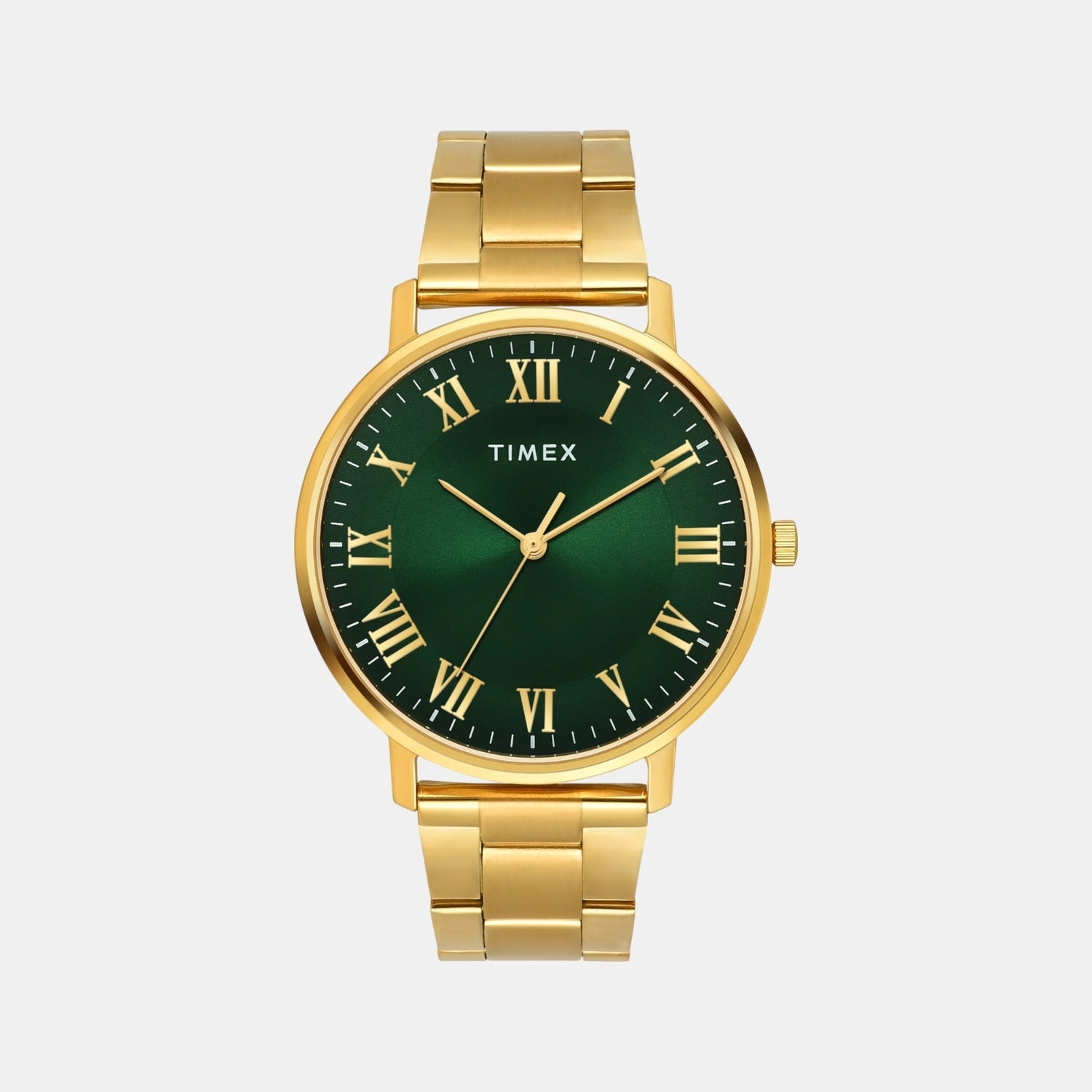 Timex Fashion Men Quartz Green Dial Analog Stainless Steel Watch TW0TG8024