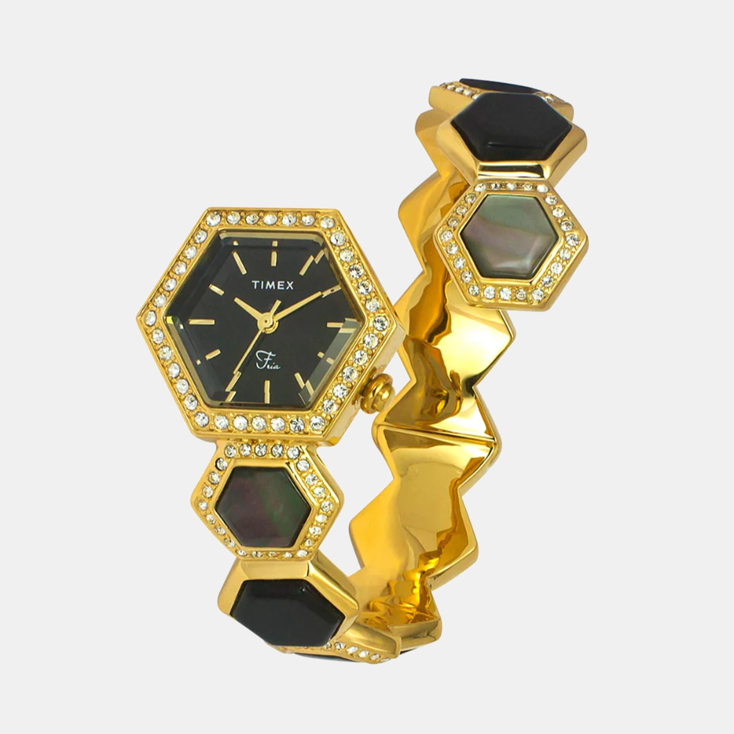 Timex Fria Women Quartz Black Dial Analog Brass Watch TWEL17900 - view 2