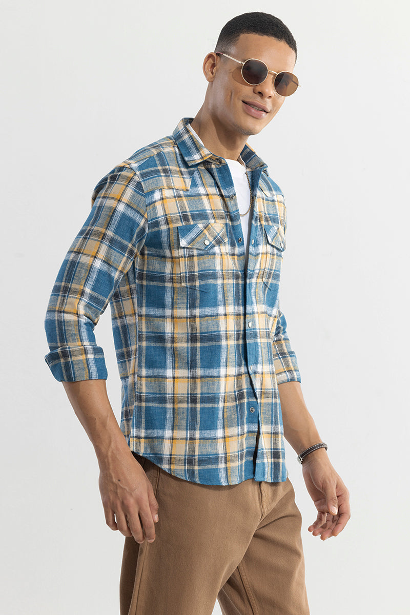 SNITCH Tartan Tango Blue Checks Shirt