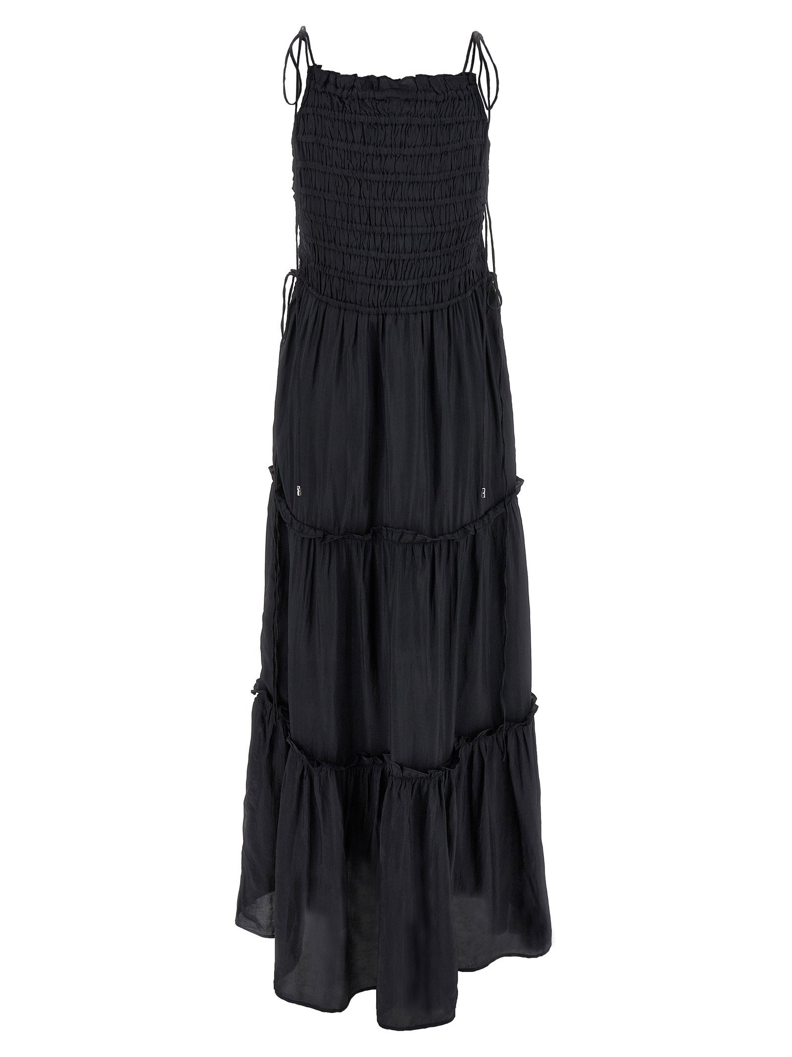 Ganni Black Smock Tie Dress – 100% viscose - view 2
