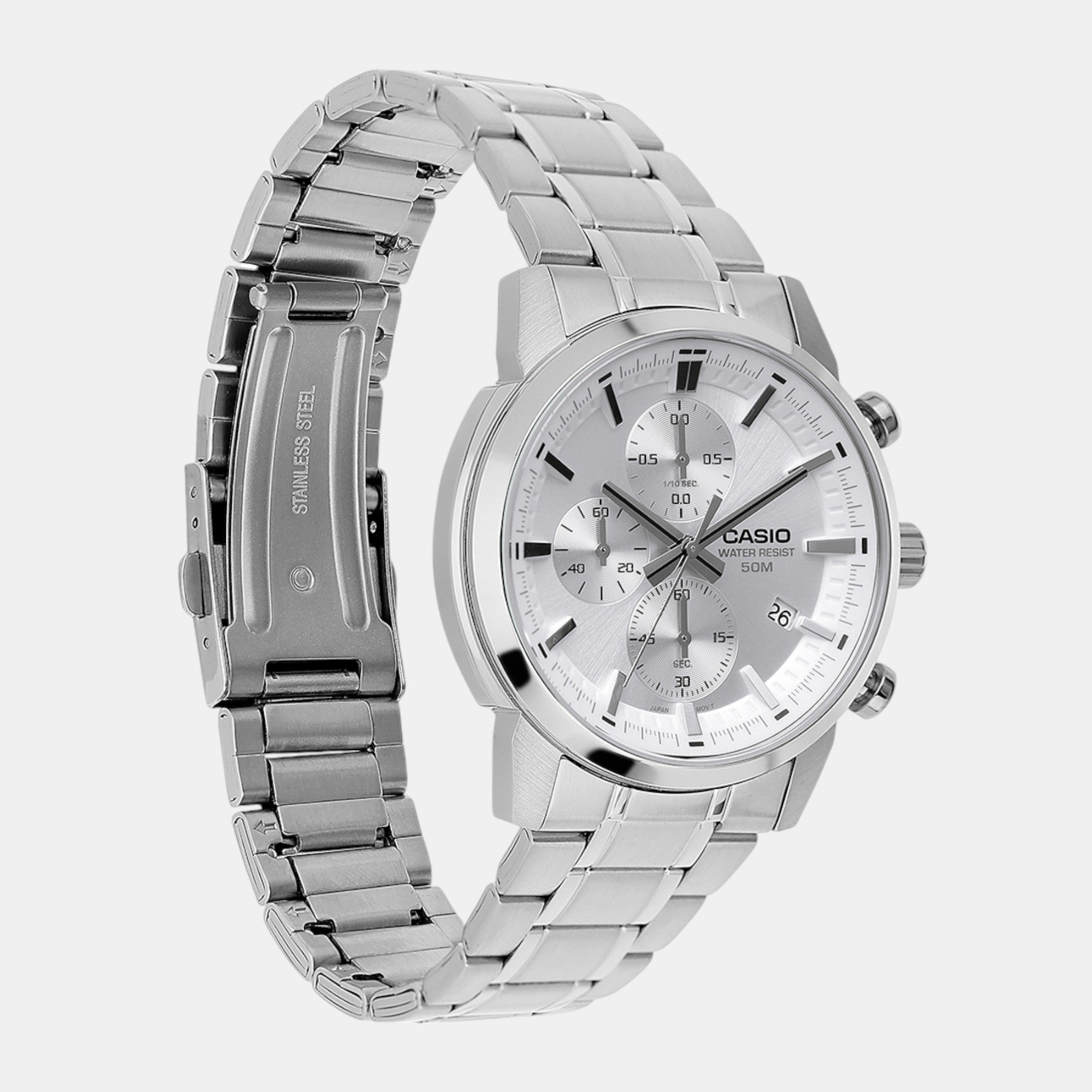 Casio Enticer Men Quartz Silver Dial Chronograph Stainless Steel Watch A2305 - view 3