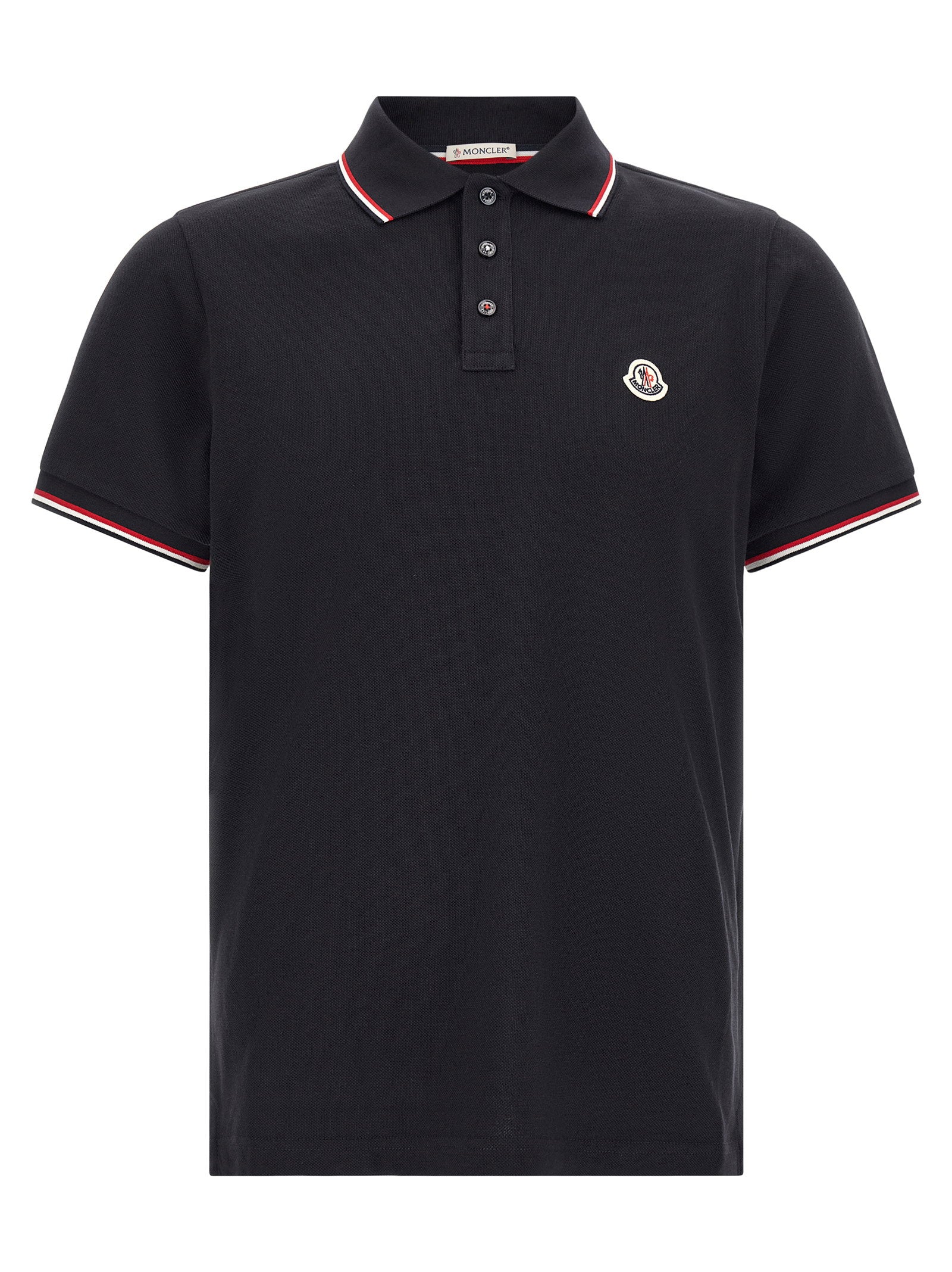 Moncler Tricolor Trim Polo Shirt – 100% cotton