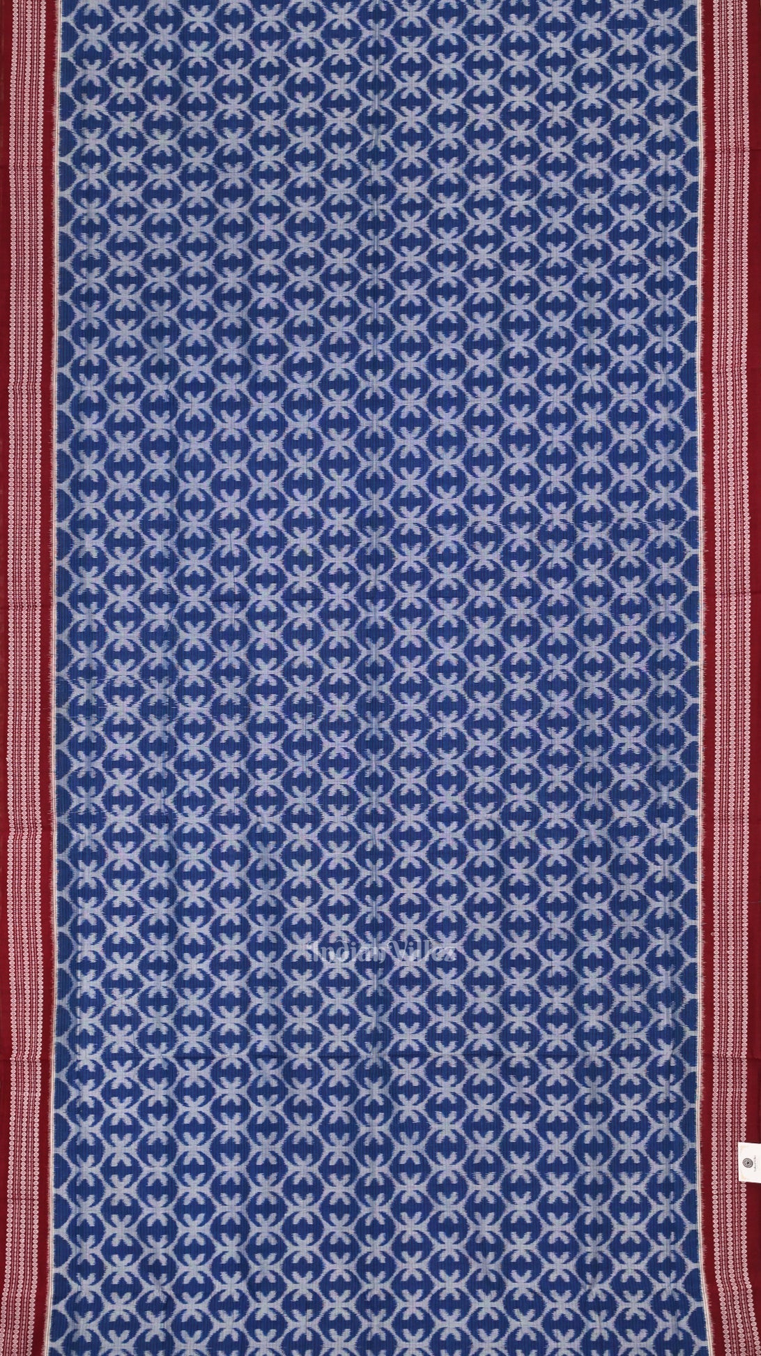 IndianVillèz Blue Maroon Floral Theme Sambalpuri Ikat Cotton Saree - view 3