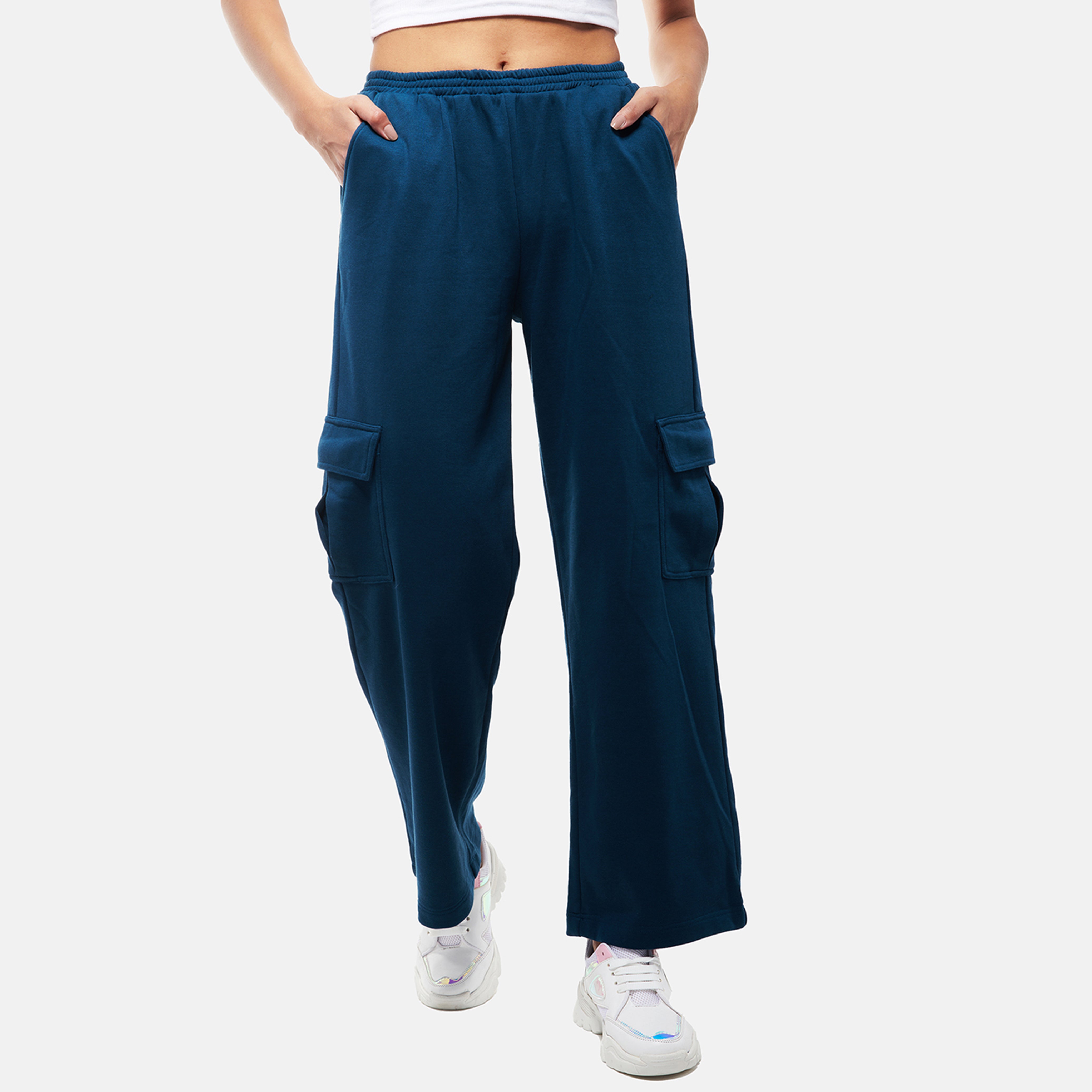Normcore Blue Pull-Up Cargo Pants - view 5