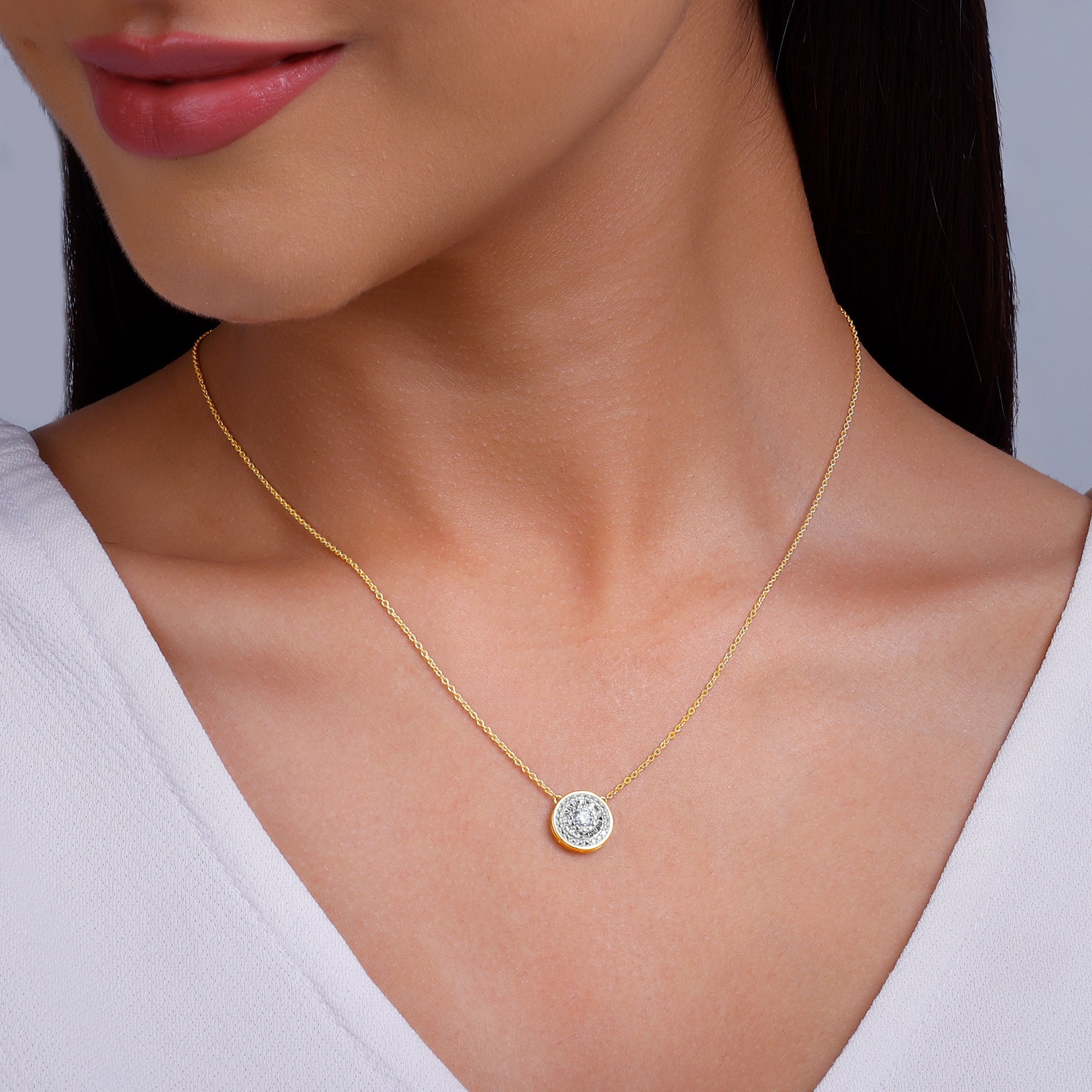 GIVA Jewellery Gold Gorgeous Cluster Diamond Necklace - view 3