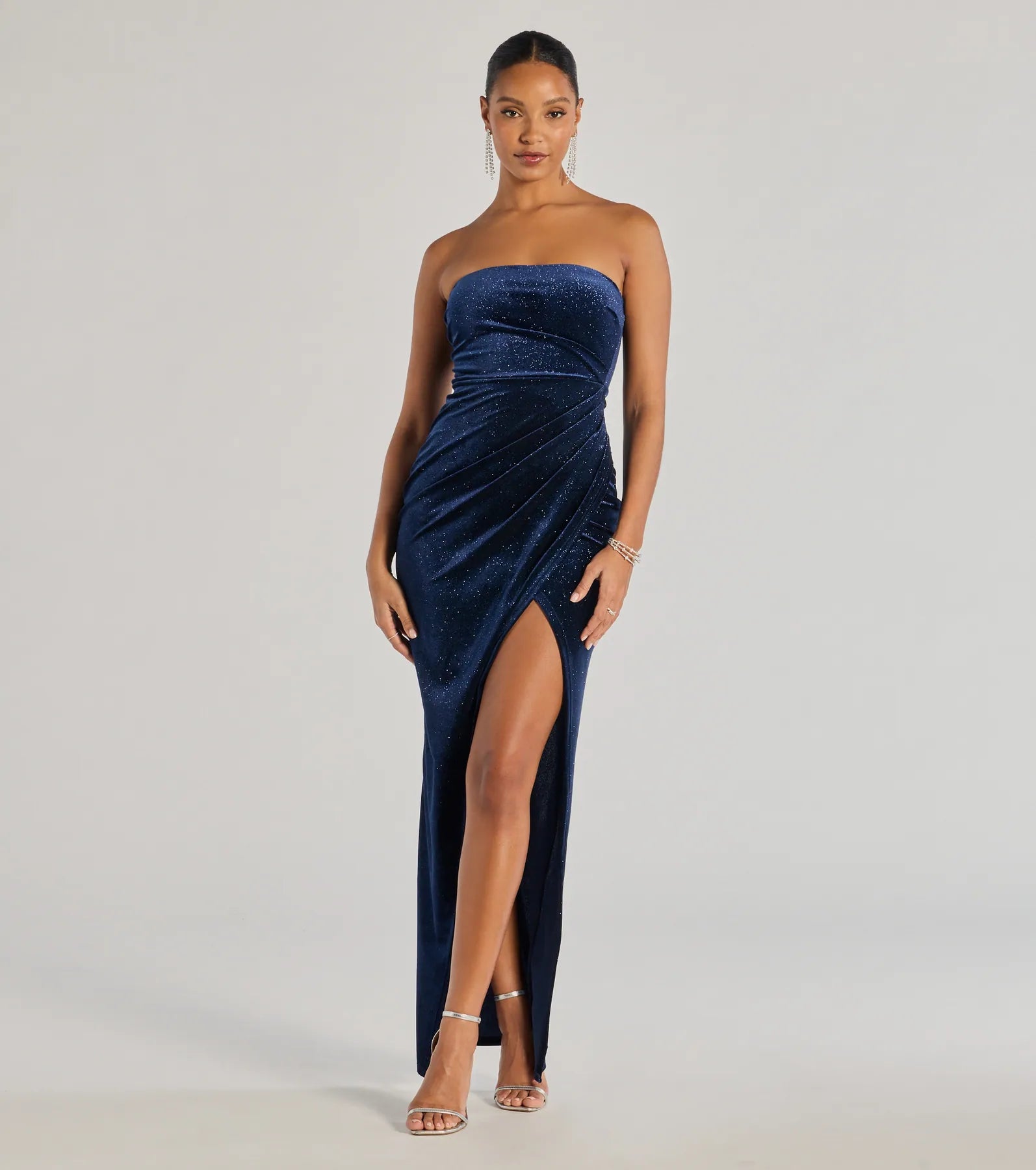 Windsor Cordelia Velvet Glitter Long Wrap Dress