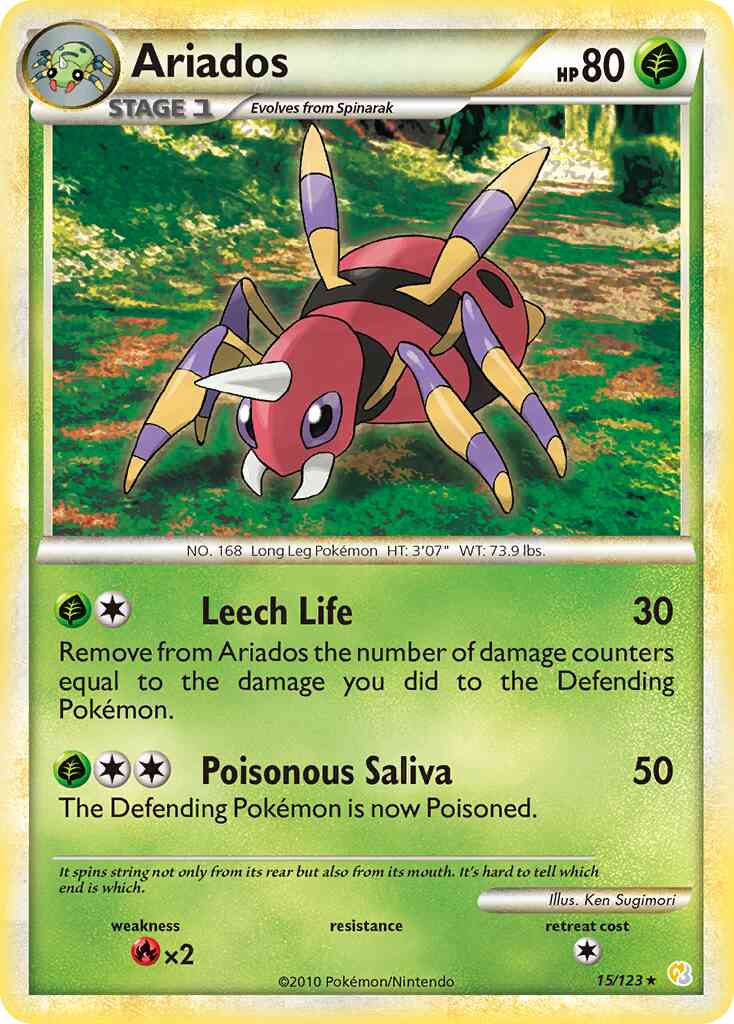 Rare hgss1-15 non-holo – Pokémon Ariados - 15/123 - Rare [hgss1-15] [Non-Holo]