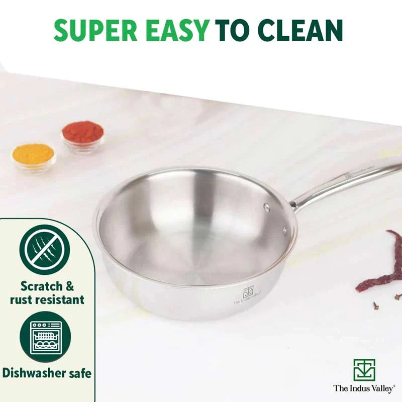 The Indus Valley TurboCuk Tri-ply Stainless Steel Deep Fry Pan, Premium Quality, 3 Layer Thick Body, 100% Toxin-free, Non-stick, Induction & Gas, 22.1 - view 9