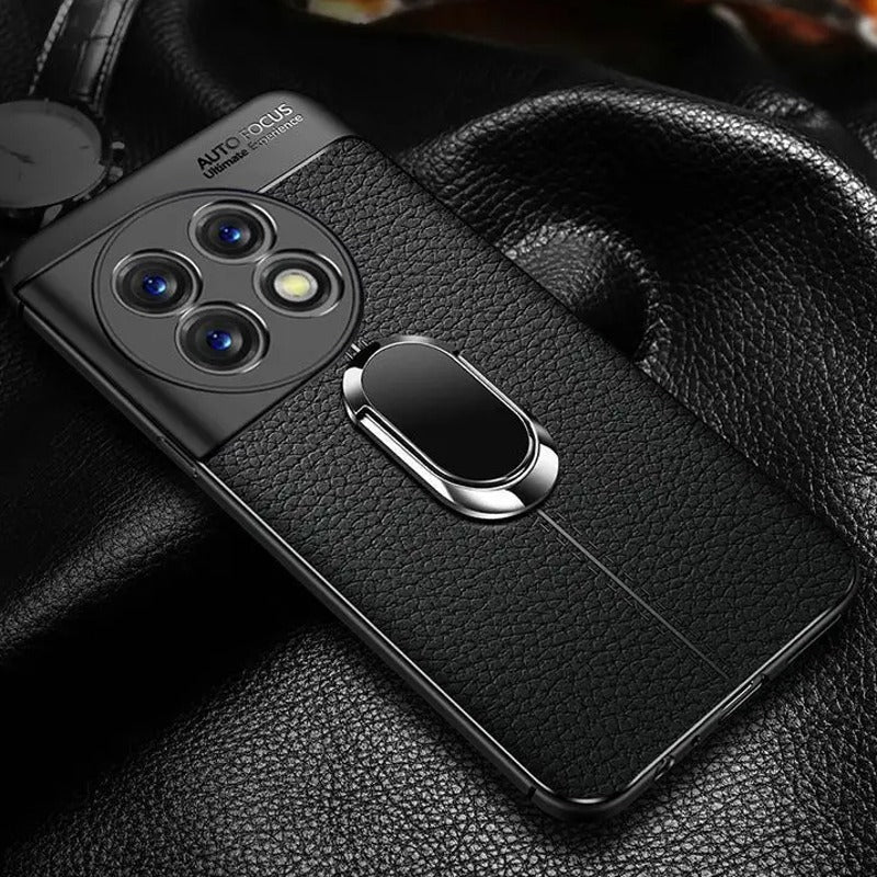 Millioncases.live OnePlus 11R Sleek Urban Leather Ring Holder Case