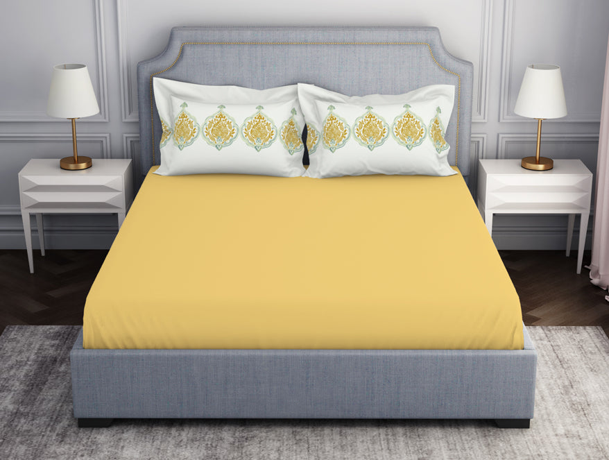 Spaces India Ornamenta Ornate Mineral Blue 100% Cotton King Size Bedsheet - Essentials by Spaces