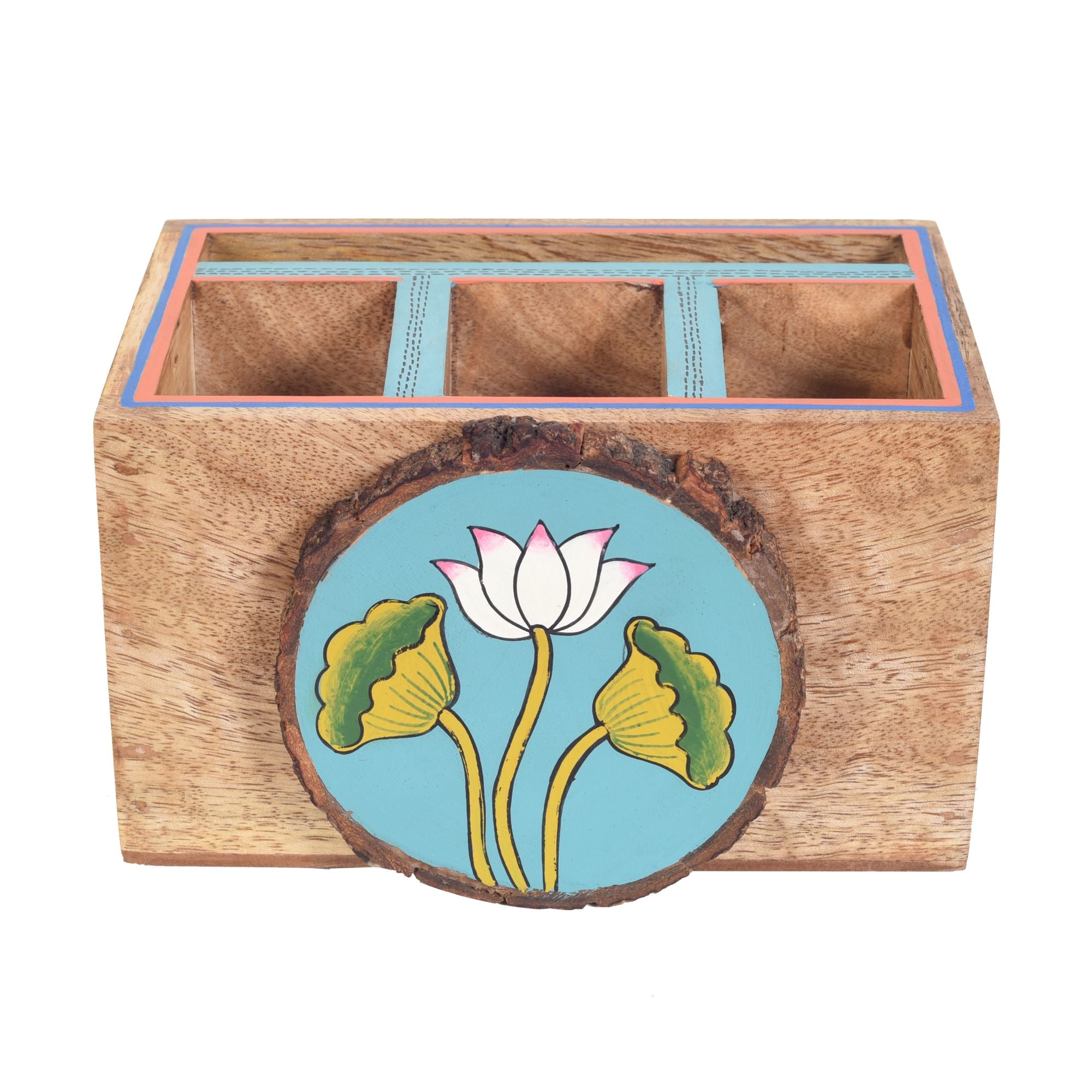 ART CREATIONS BY SUMAN SONTHALIA Beige - Pichhwai Iteeha Cutlery Storage Box - view 4