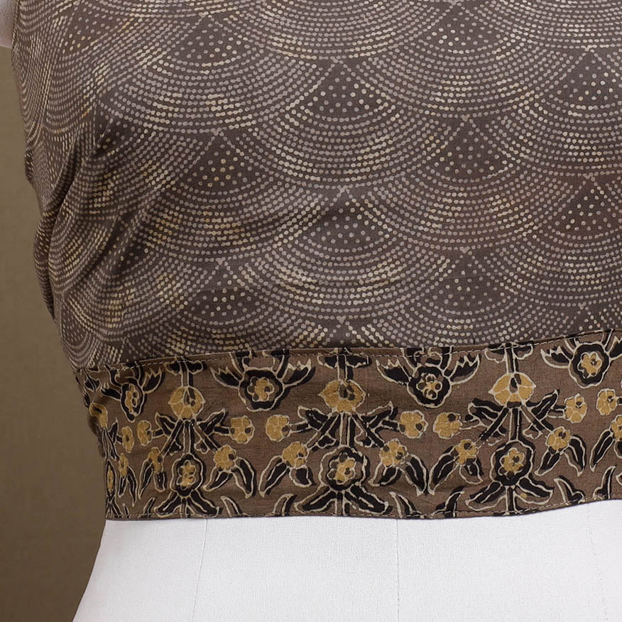 NOORI BAZAR Brown - Rangoli Ajrakh Block Printed Cotton Blouse Piece - view 3