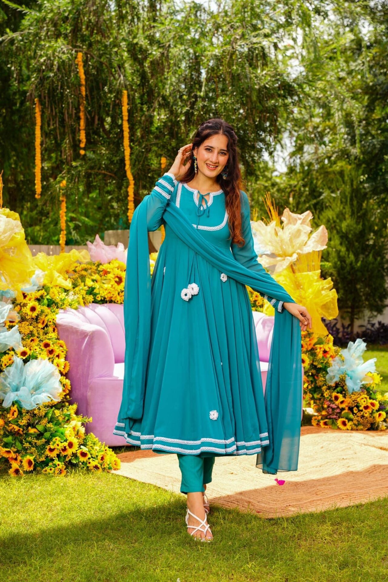 Idaho-o Ultra Marine Georgette Suit Set