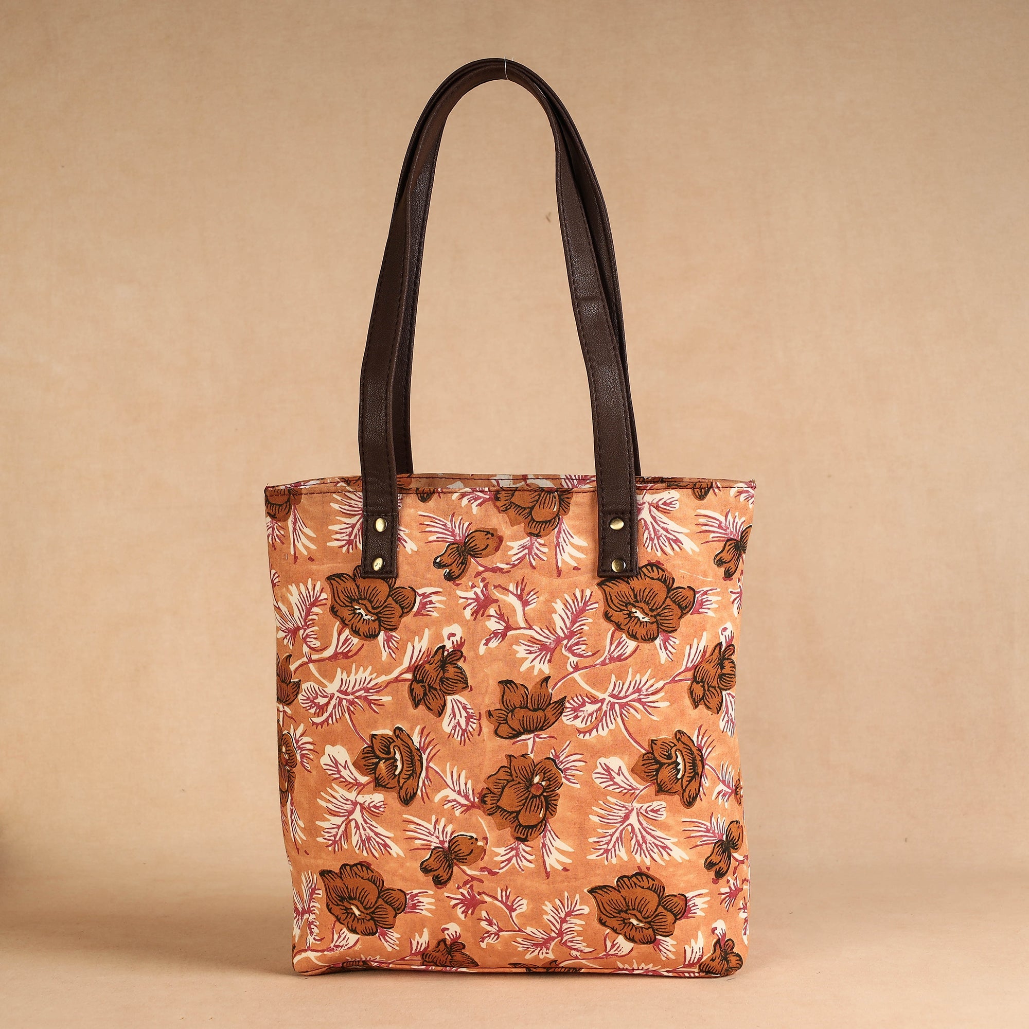 ITOKRI CRAFTS INITIATIVE Brown - Handcrafted Sanganeri Printed Leather Shoulder Bag