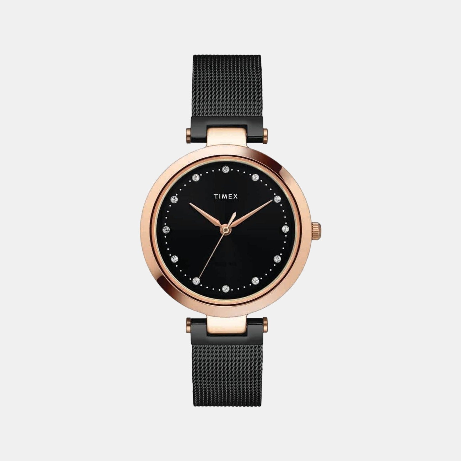 Timex Fashion Women Quartz Black Dial Analog Stainless Steel Watch TWEL11826