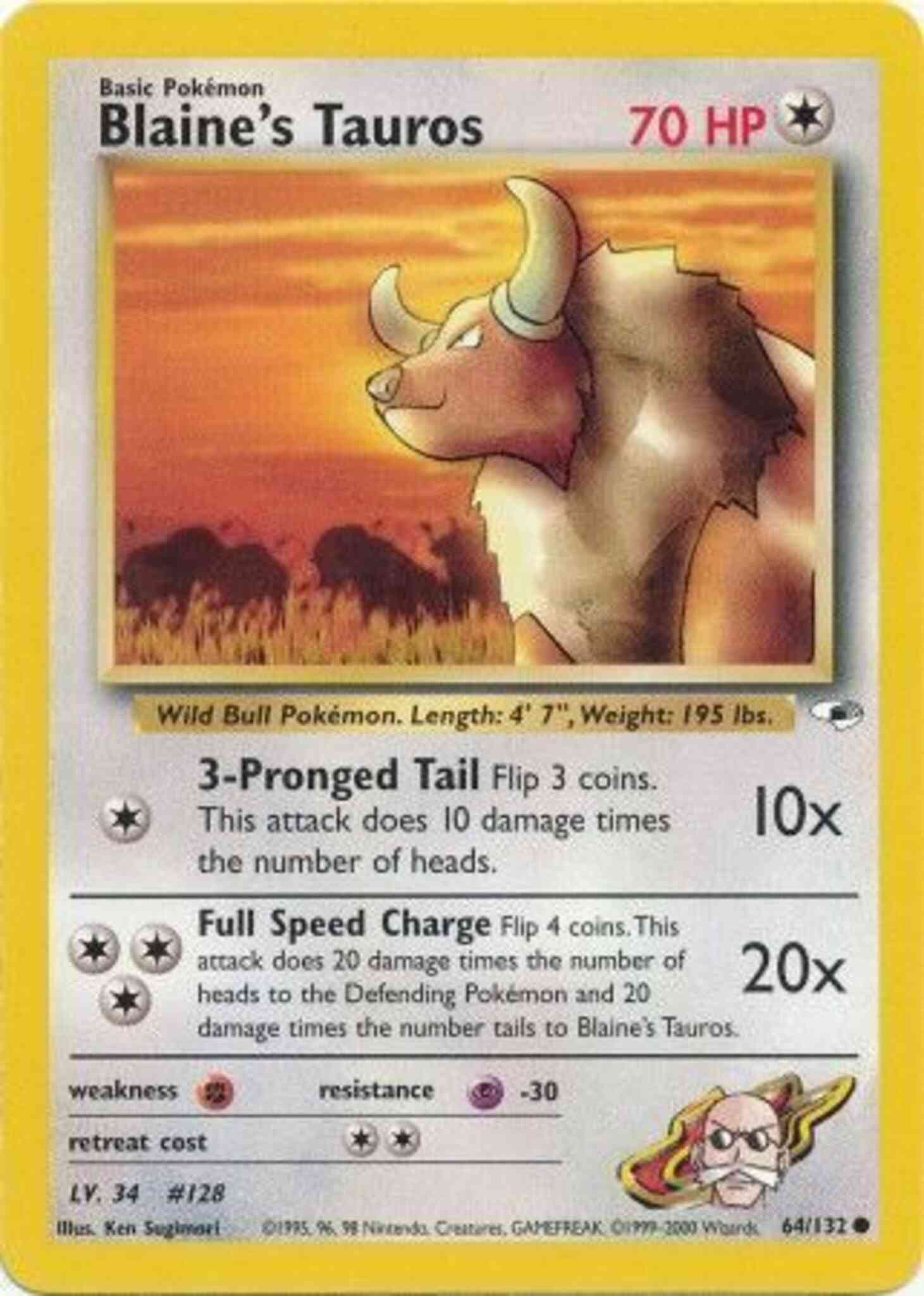 Unlimited gym1u-64 non-holo – Pokémon Blaine's Tauros - 64/132 - Common - Unlimited [gym1U-64] [Non-Holo]