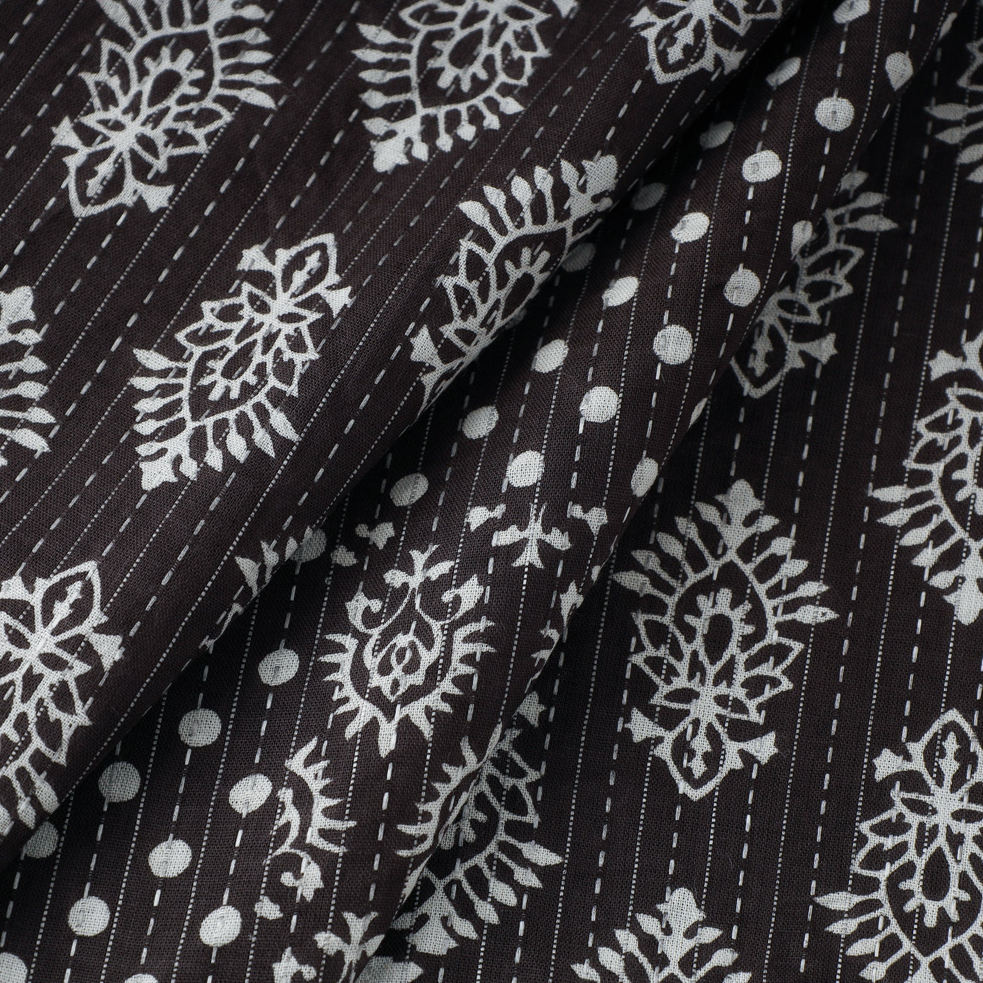 HAVELI CHRONICLES Black - Kantha Stitch Cotton Jaipur Print Fabric 07 - view 2
