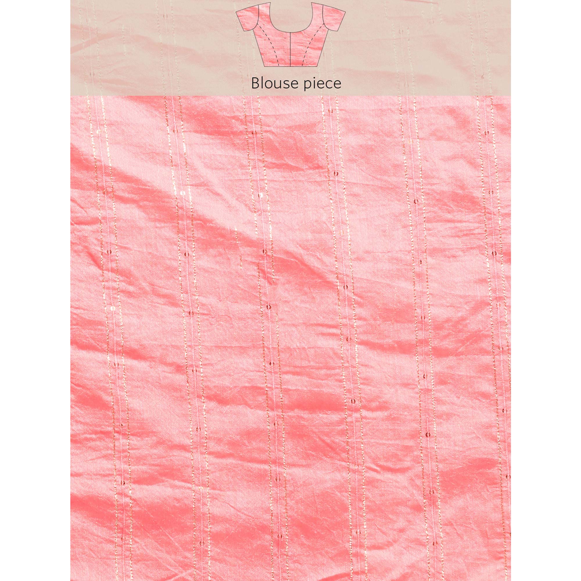 Peachmode Light Pink Foil Printed With Swarovski Chiffon Saree - view 8