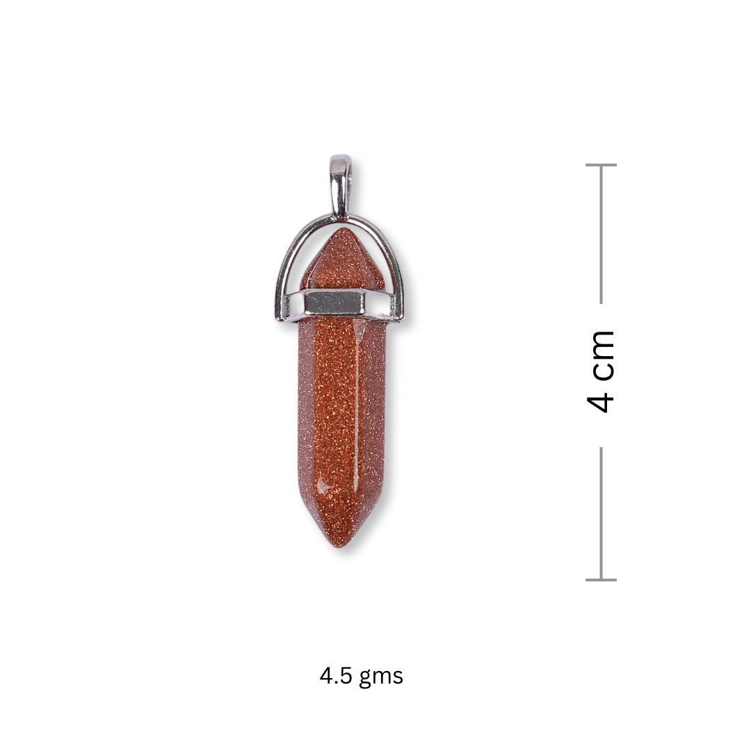 Gemsmantra Sunstone Red Goldstone Double Terminated Pencil Pendant - view 4