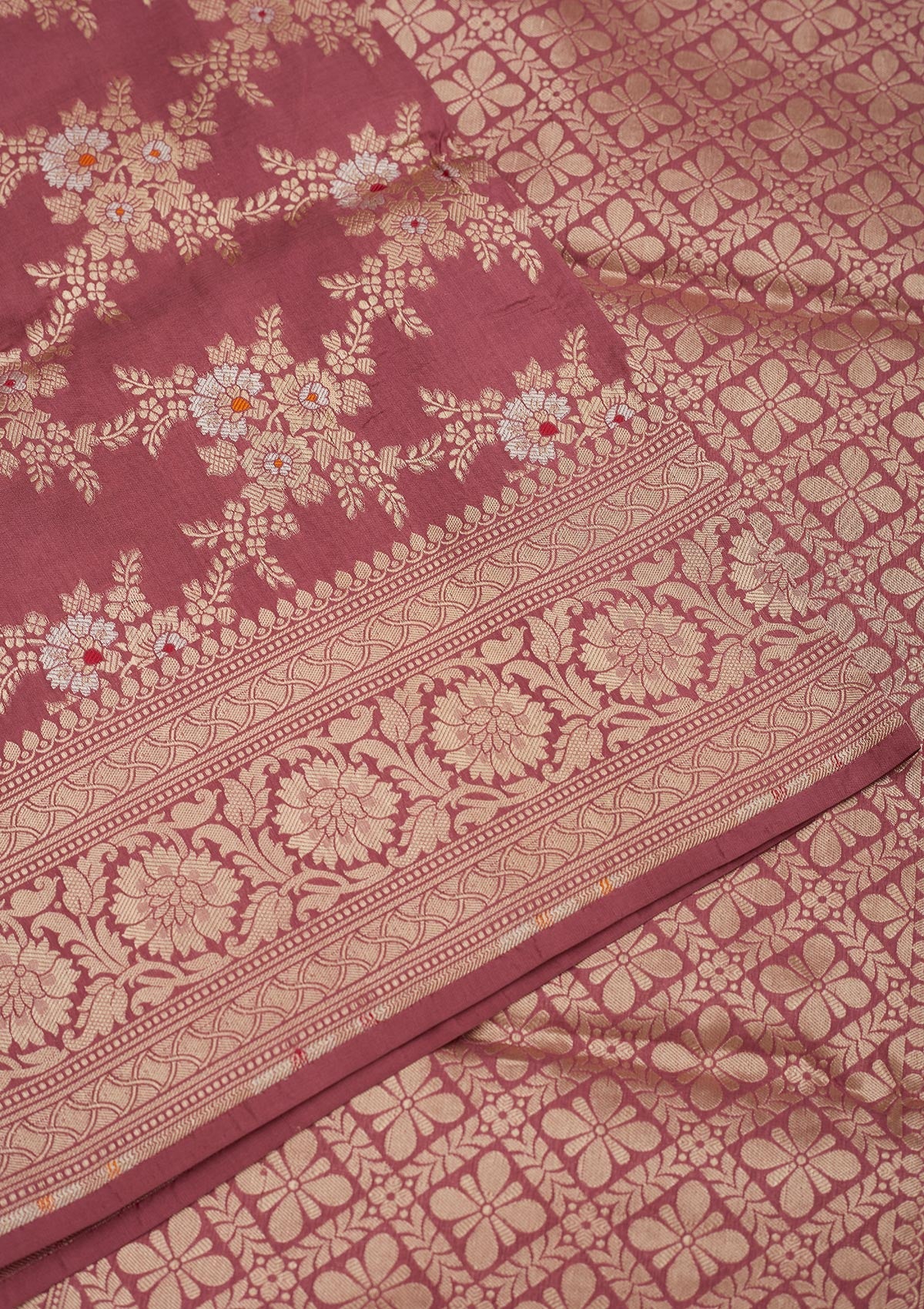Koskii Onion Pink Zariwork Pure Silk Saree – Women's - view 4