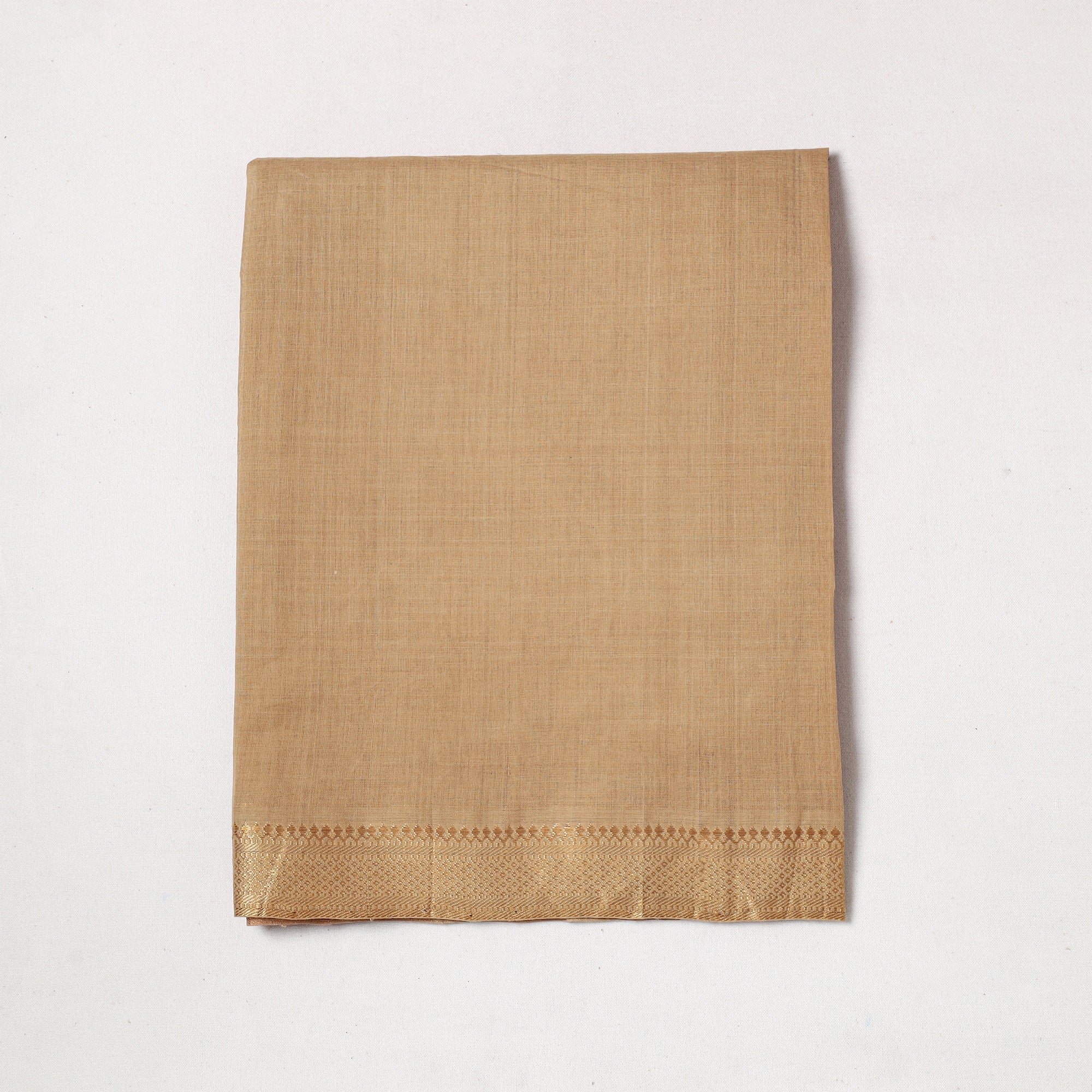SOUTH KARGHA Brown - Mangalagiri Handloom Cotton Zari Border Precut Fabric 35