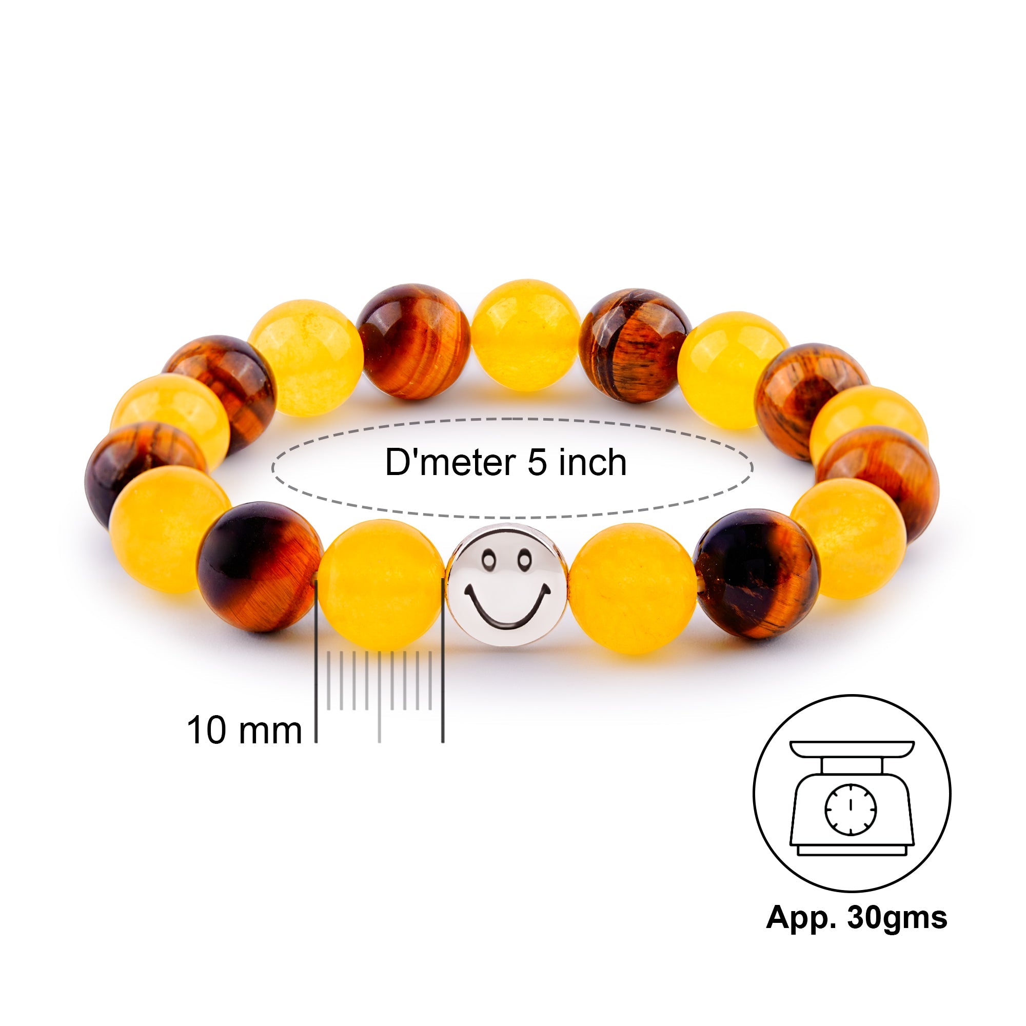 Gemsmantra Smile Bracelet - Tiger Eye & Yellow Jade Combination - view 2