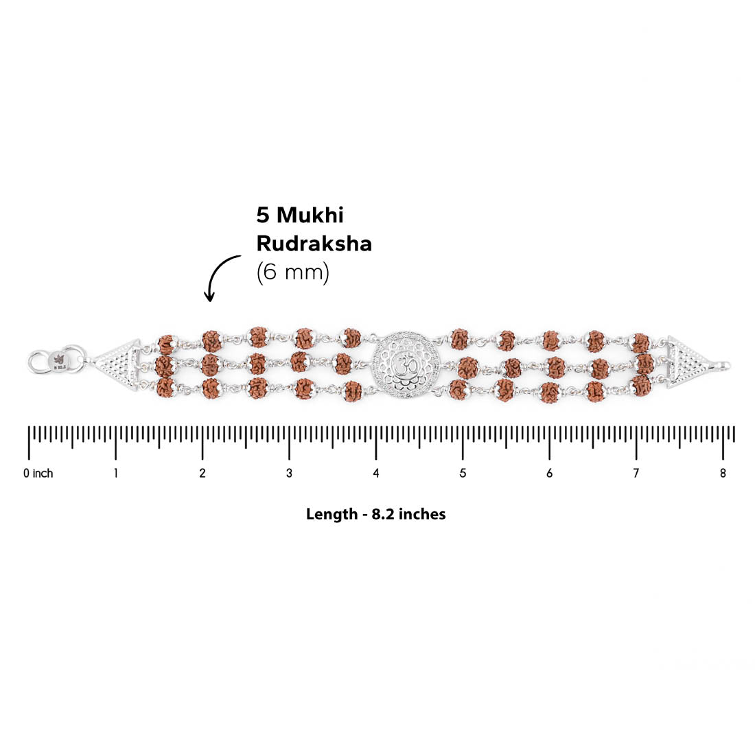 Prinjal Jewellers Rudraksha Silver Om in Flower Bracelet - view 6