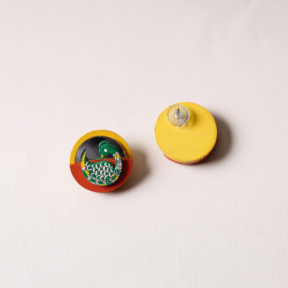 FUDAKTI Bholi Si Surat - Madhubani Handpainted Wooden Stud Earrings - view 3