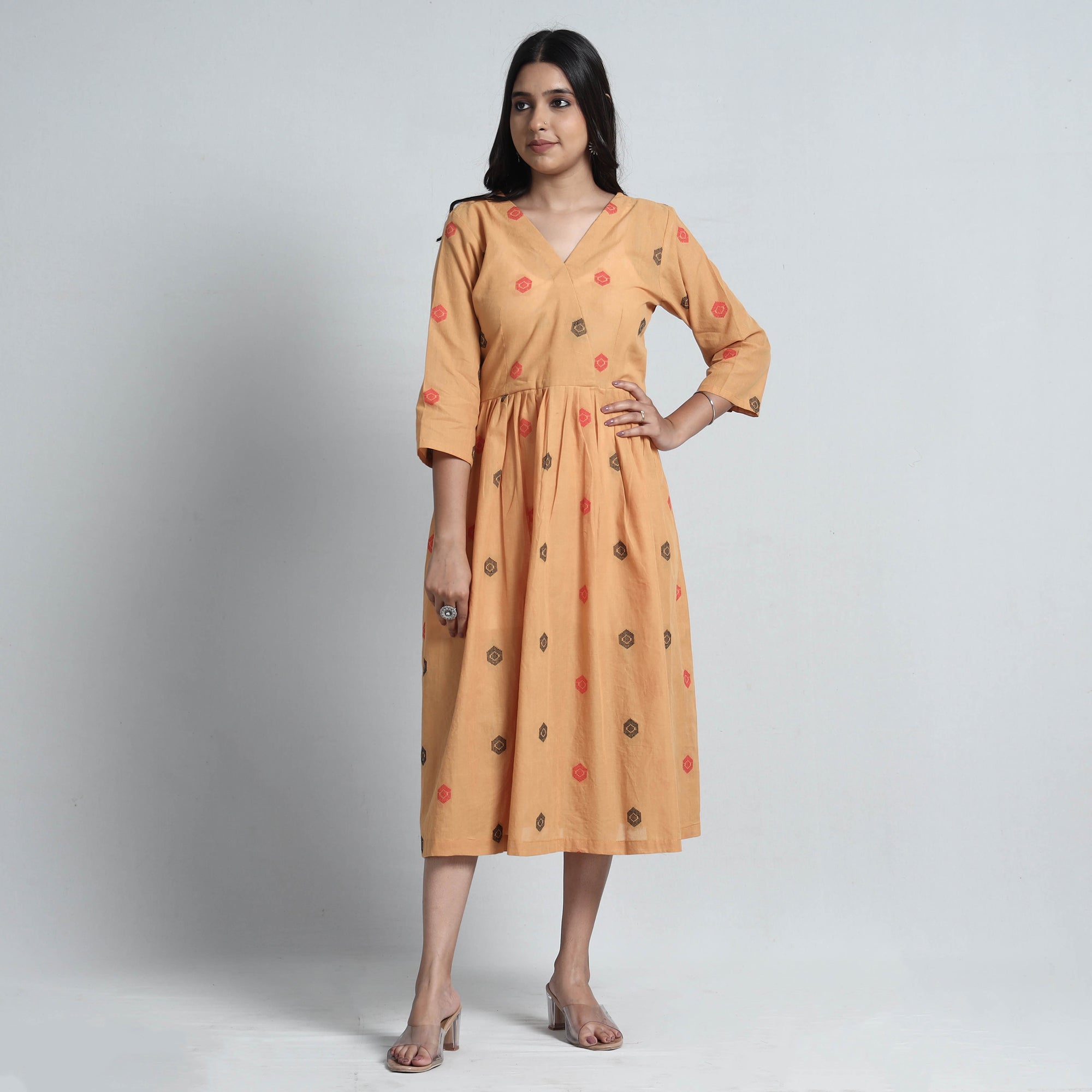 ITOKRI CASUALS Beige - Exquisite Jacquard Cotton Dress - view 3