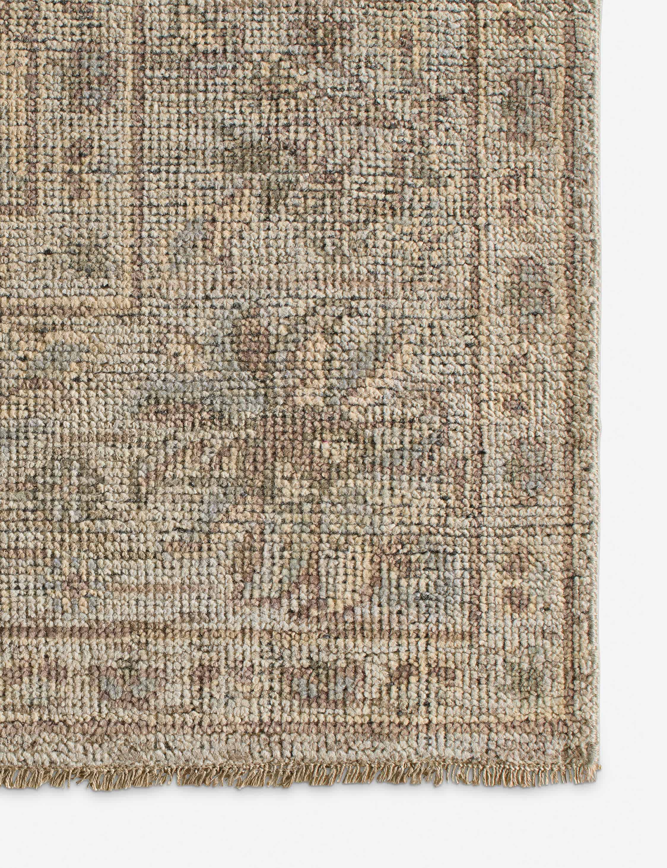 Lulu and Georgia Kairo Hand-Knotted Wool Rug – Green and Tan - view 2