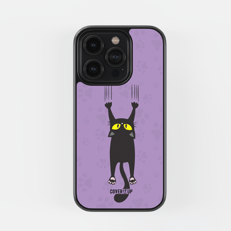 Design Phone Cases Black Cat Falling Glass Case
