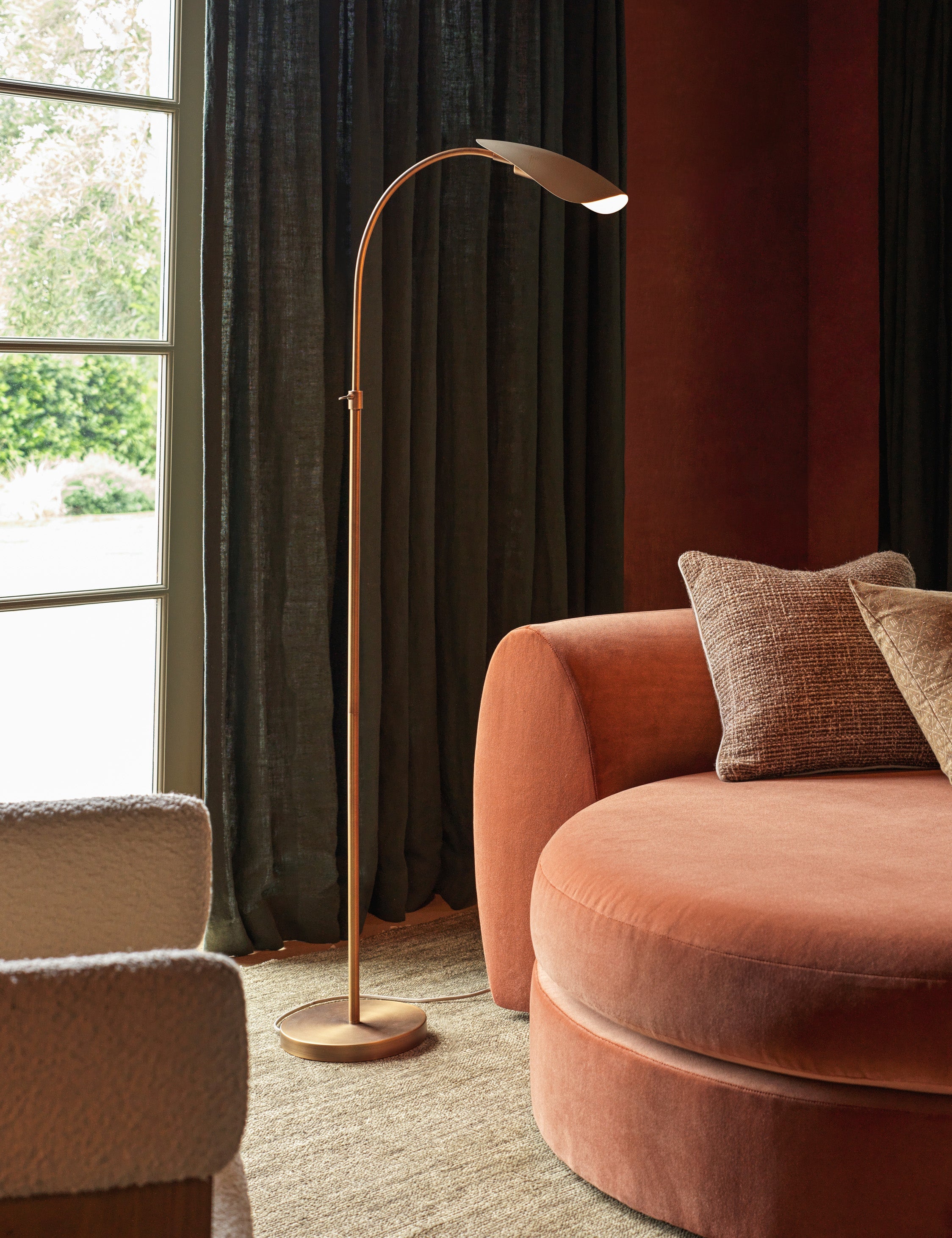 Lulu and Georgia Brevin Task Floor Lamp – Cream and Antique Brass - view 2