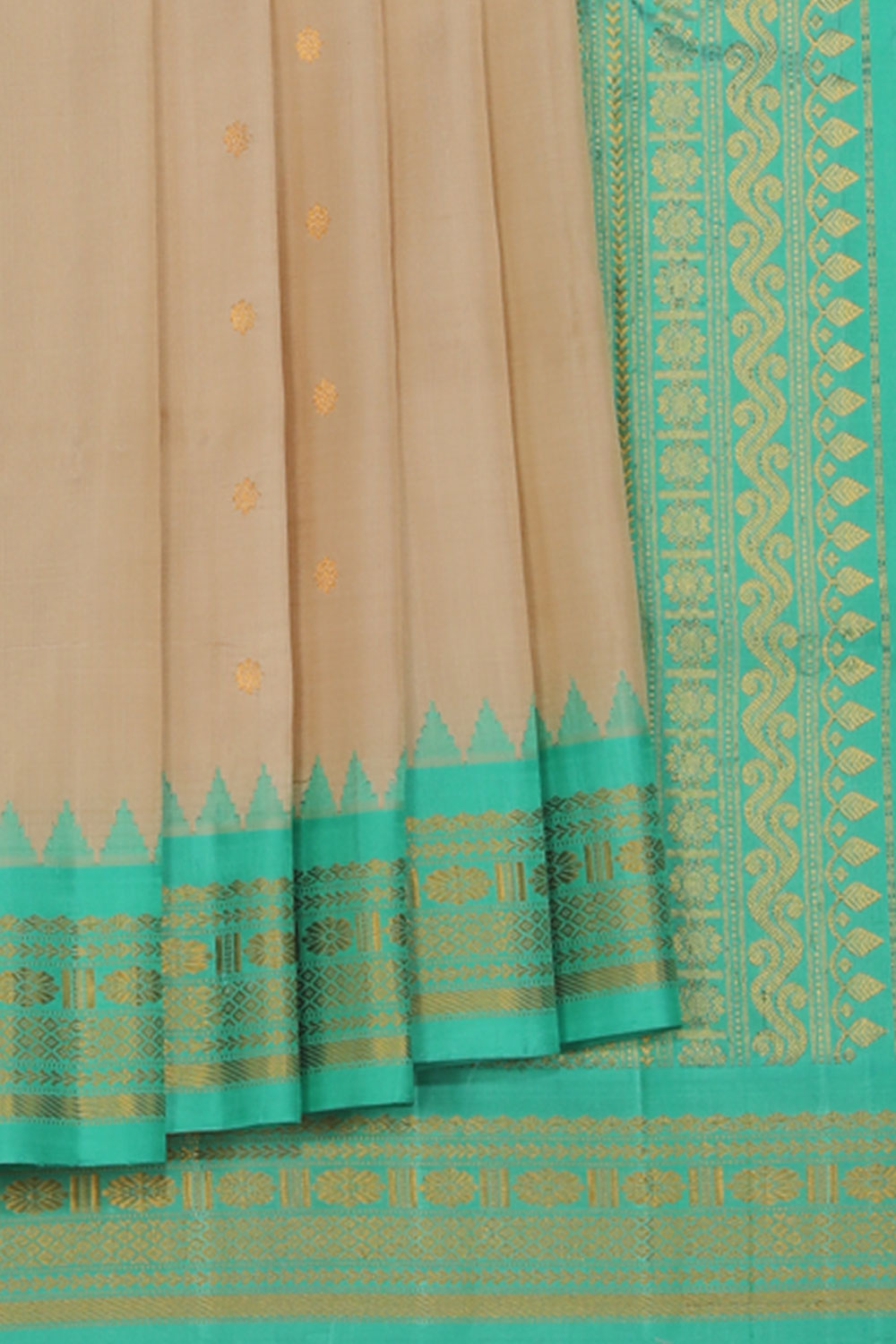 Kalanjali Gadwal Beige Saree – Women's