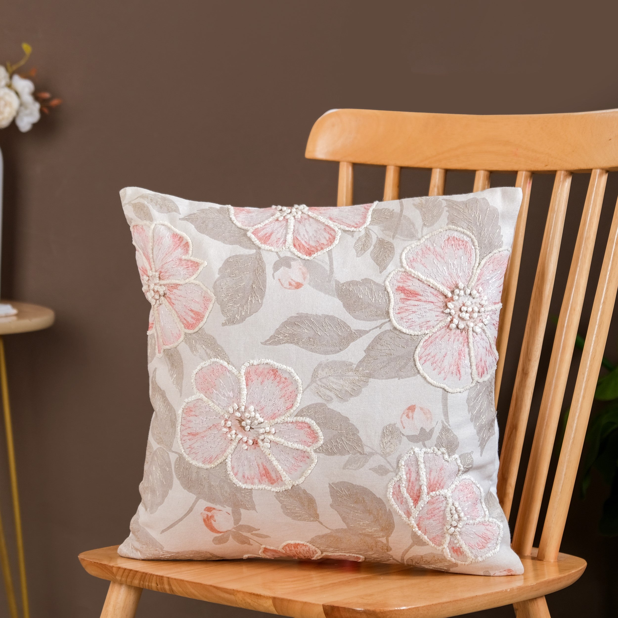Nestasia Soft Floralcore Embroidered Cushion Cover 40x40 cm