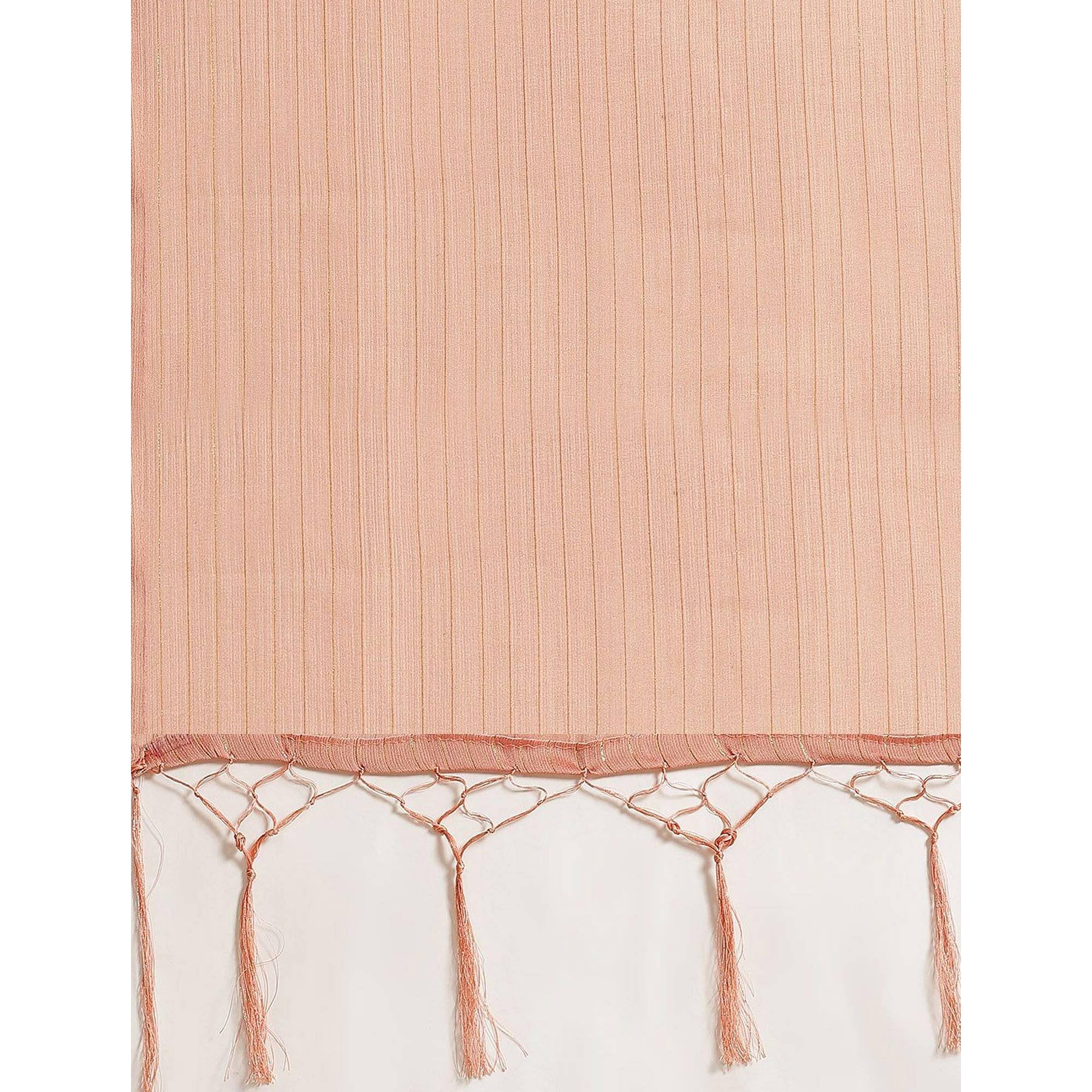 Peachmode Imposing Peach Colored Casual Wear Printed Poly Georgette Saree - view 2