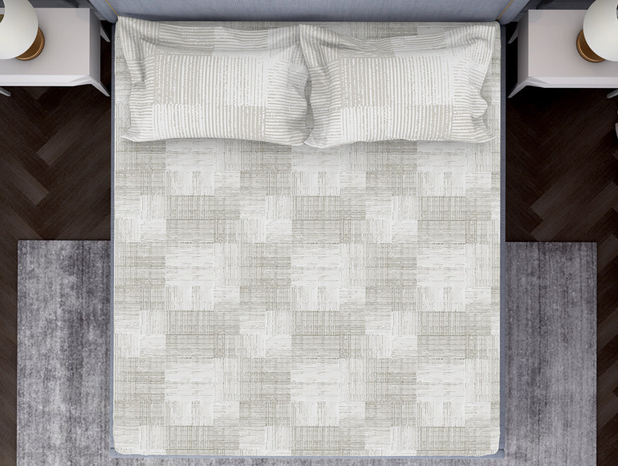 Spaces India Tonalelgence Geometric 100% Cotton Double Bedsheet - Essentials by Spaces - view 9