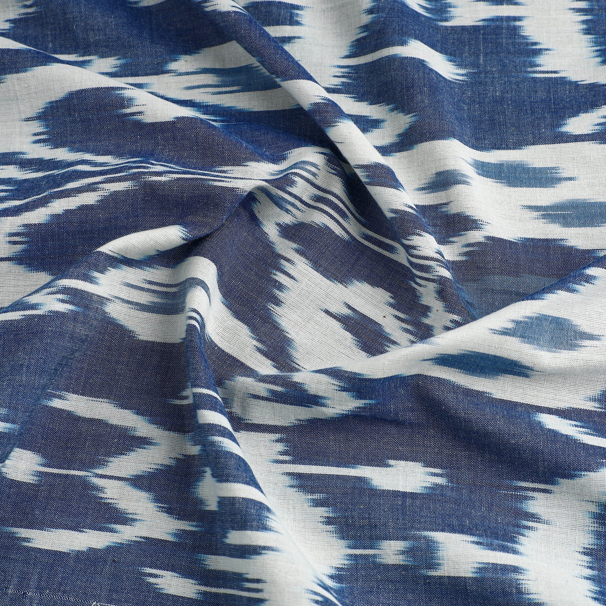 POCHAMPALLY IKAT WEAVES BY GOVARDHAN Blue - Central Asian Pochampally Ikat Handloom Cotton Fabric 01 - view 3