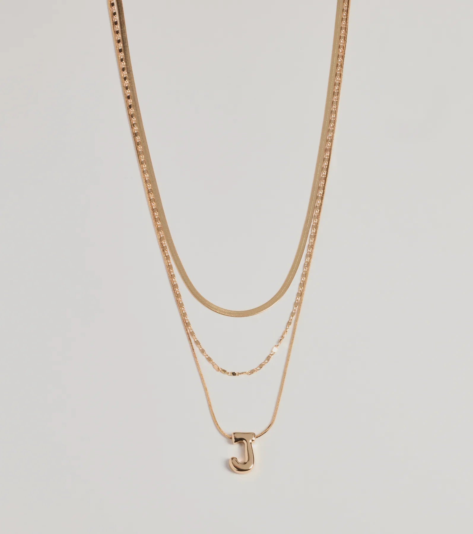 Windsor J Initial Layered Bubble Necklace – GOLD