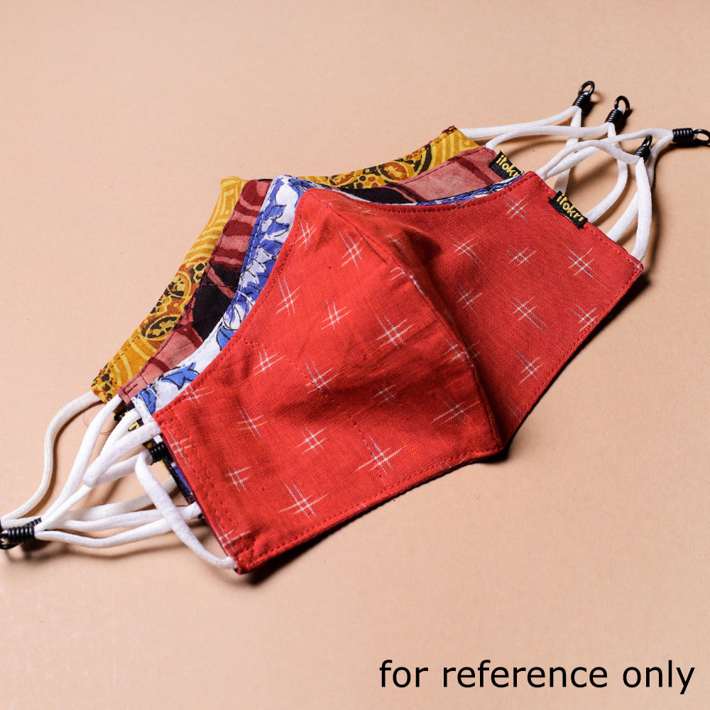 JALPARI Kalamkari Block Printed Cotton 3 Layer Snug Fit Face with Herb Pocket - view 2
