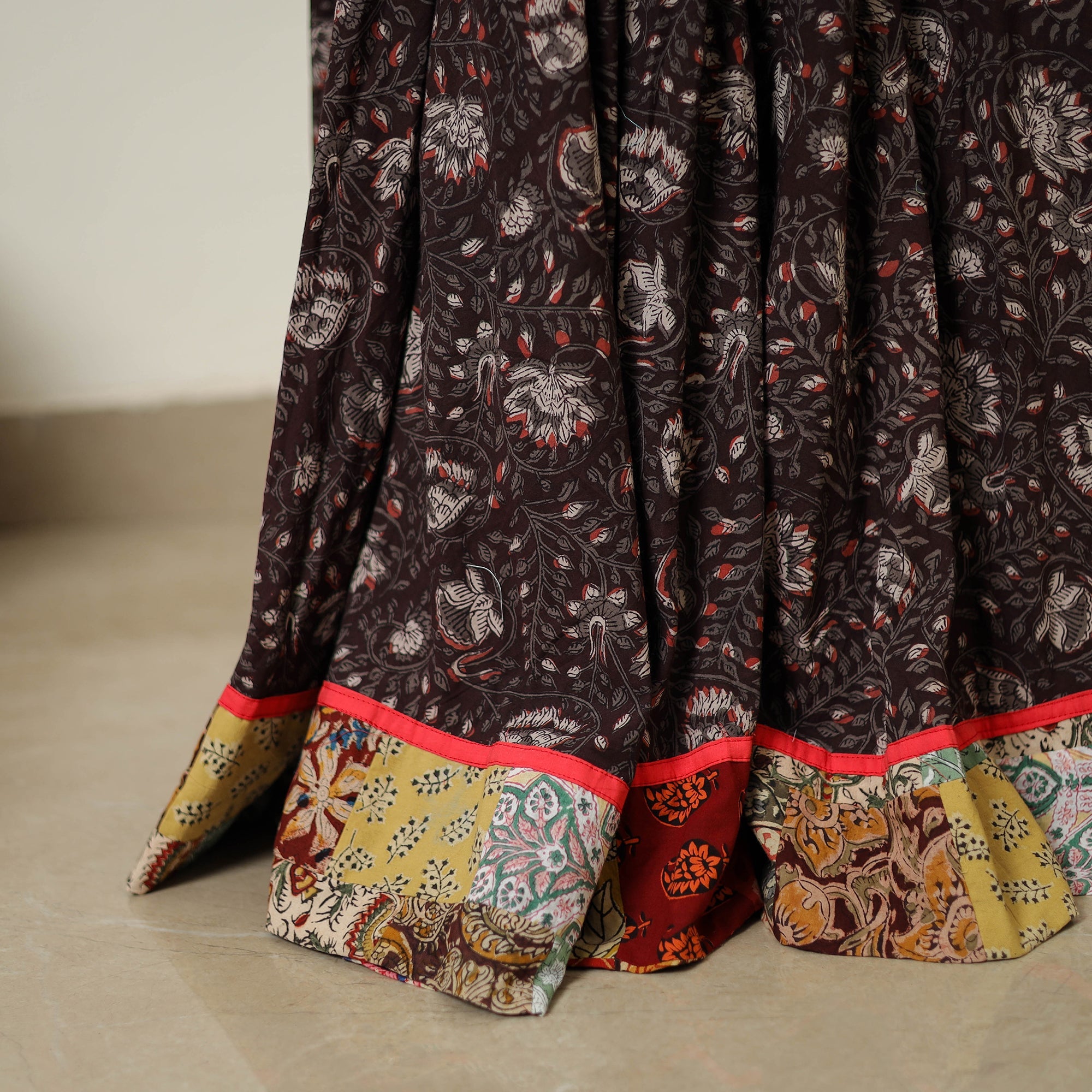 NOORI BAZAR Brown - Hand Block Printed Cotton Long Bagru Skirt 07 - view 6