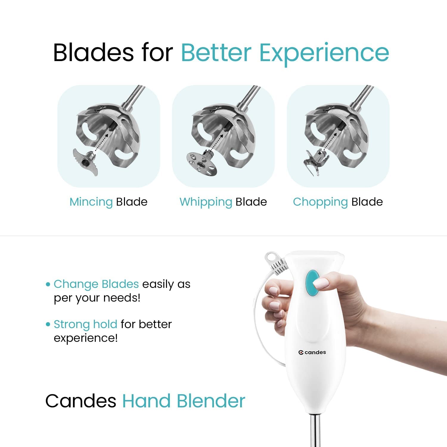 Candes 250W Hand Blender + 1000 Watt Electric Dry Iron + Quick Hand Stainless Steel Vegetable & Fruits Chopper (Super Combo) - view 9