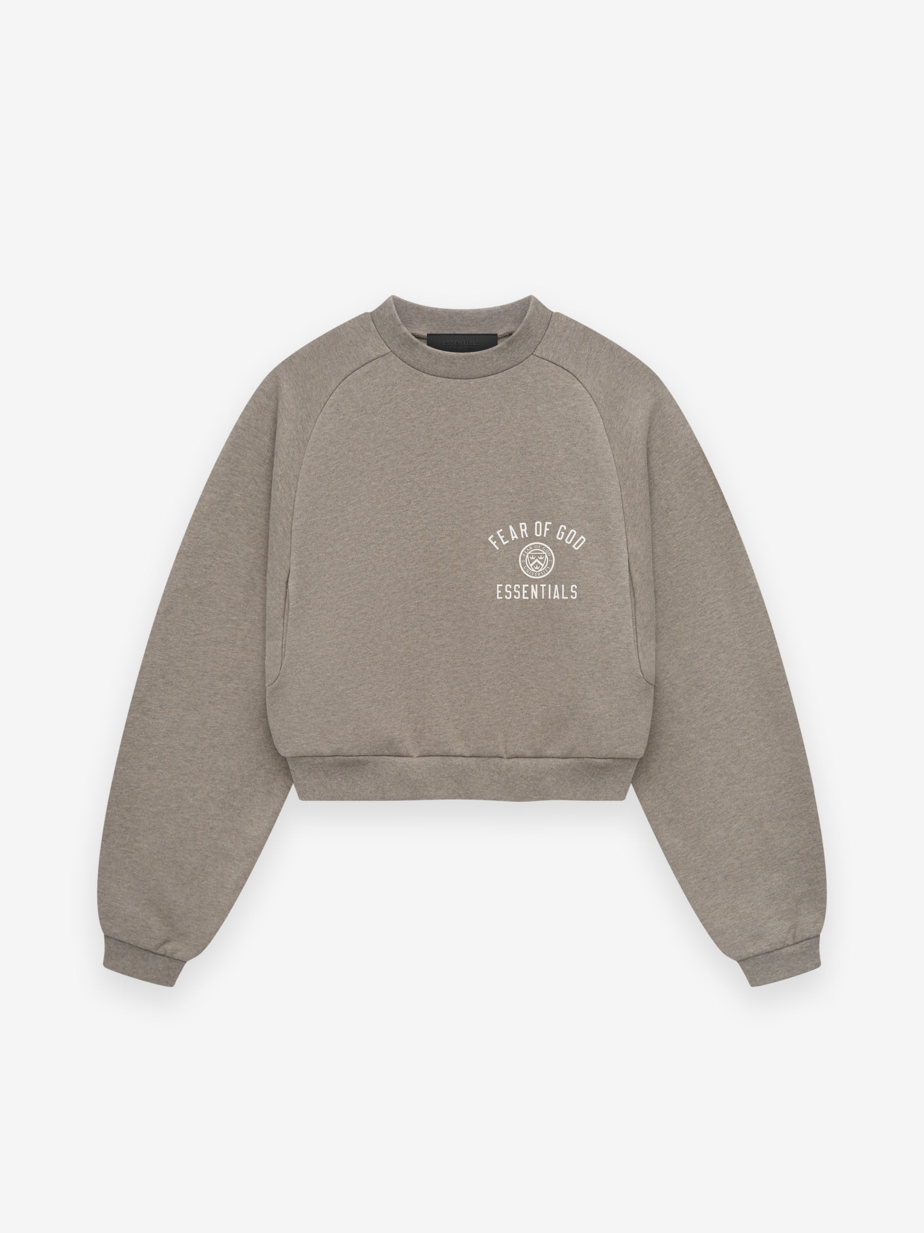 ESSENTIALS Women's Fleece Cropped Crewneck – Heather Gray