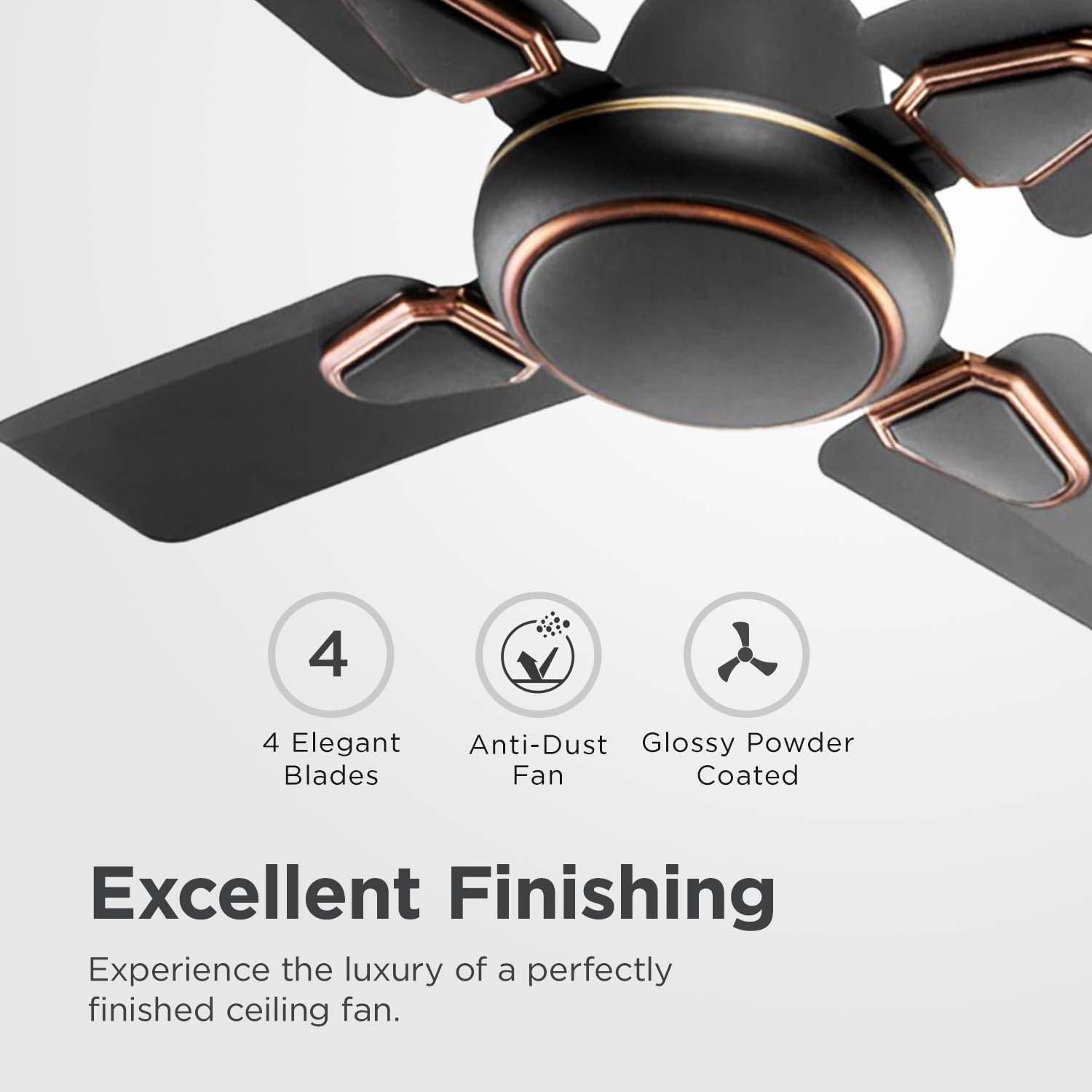 Candes Brio Turbo 600 mm / 24 Inch High Speed 4 Blade Anti-Dust 405 RPM Ceiling Fan Suitable for Kitchen/Veranda/Balcony/Small Room (Pack of 1, Coffee - view 4