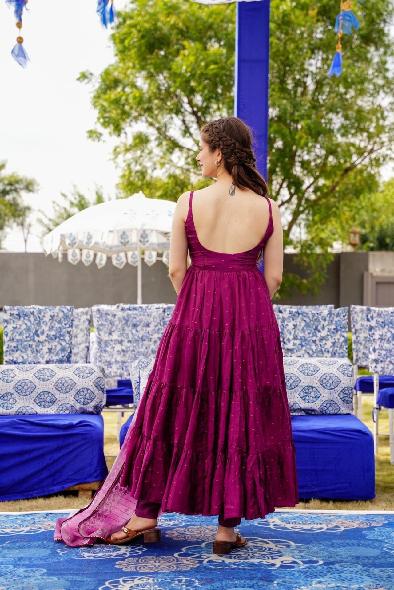 Idaho-o Anupriyaa Purple Silk set - view 5