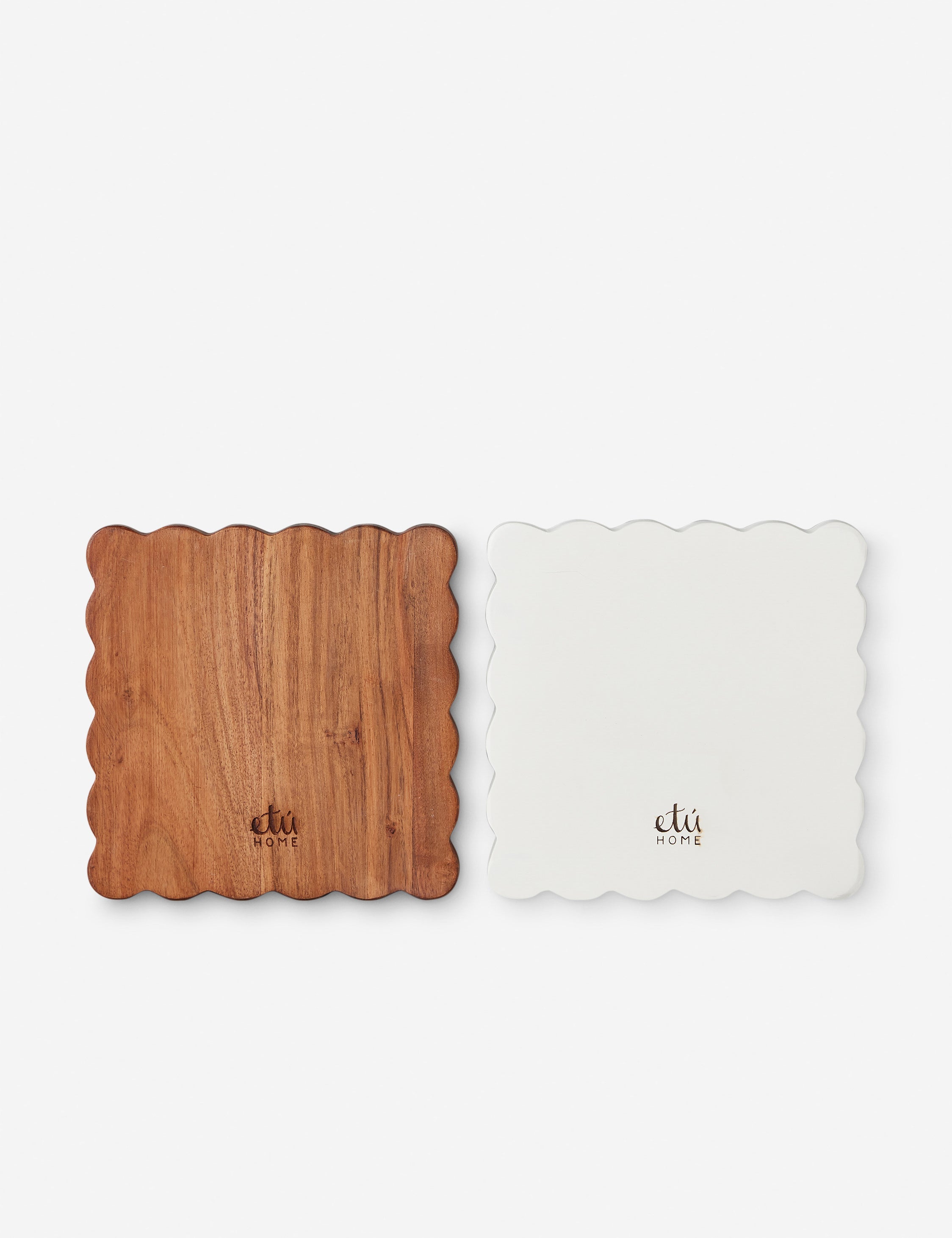 Lulu and Georgia Scalloped Wood Appetizer Cheese Boards (Set of 2) by etúHOME