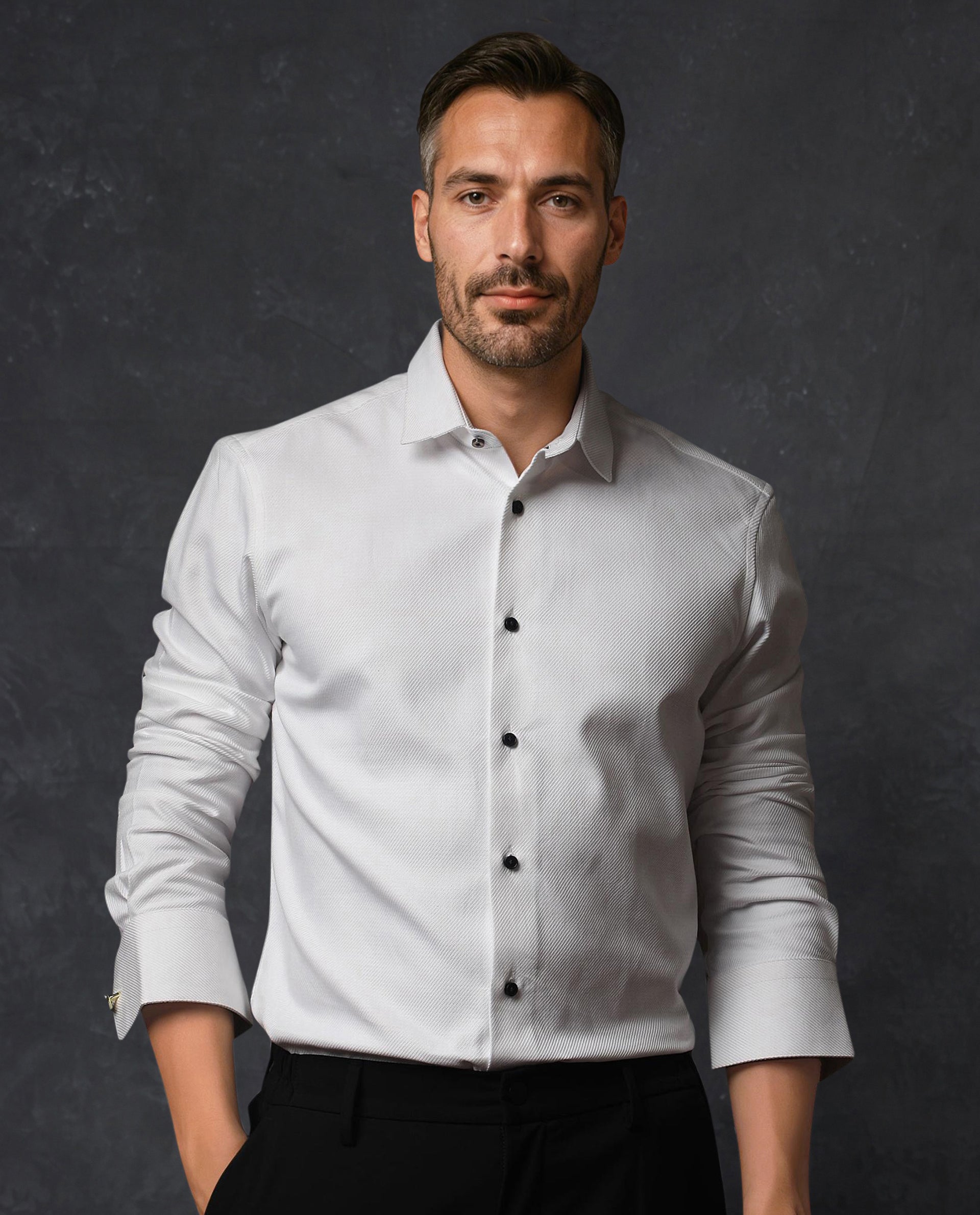 Rare Rabbit Men's Cosa White Cotton Fabric Full Sleeves Solid Shirt - view 7