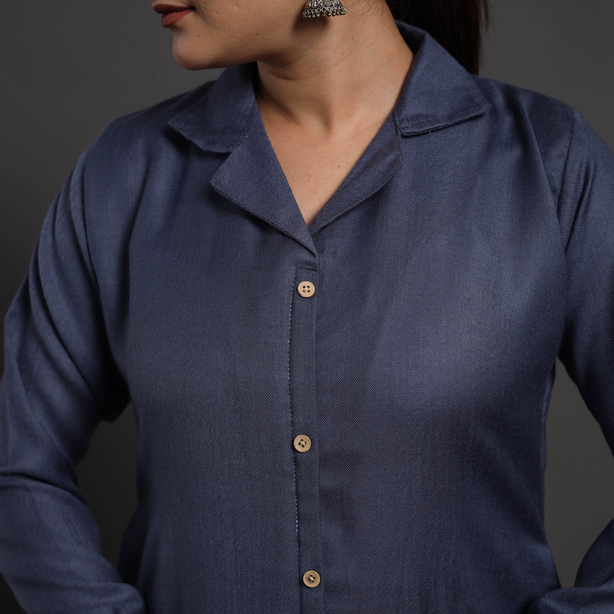 ITOKRI CASUALS Blue - Azreen Plain Merino Woolen Kurta - view 6