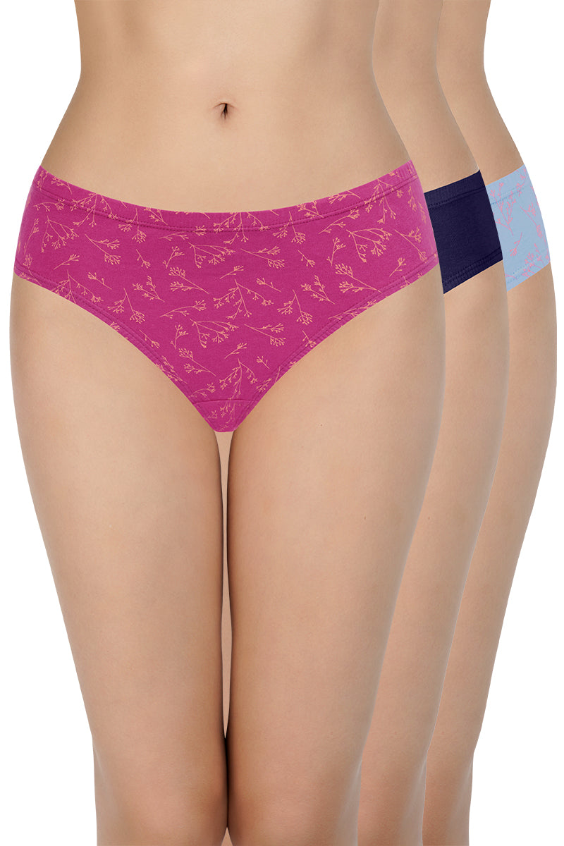 every de 100% Cotton Bikini Panty Pack (Pack of 3) - D008 - Multi