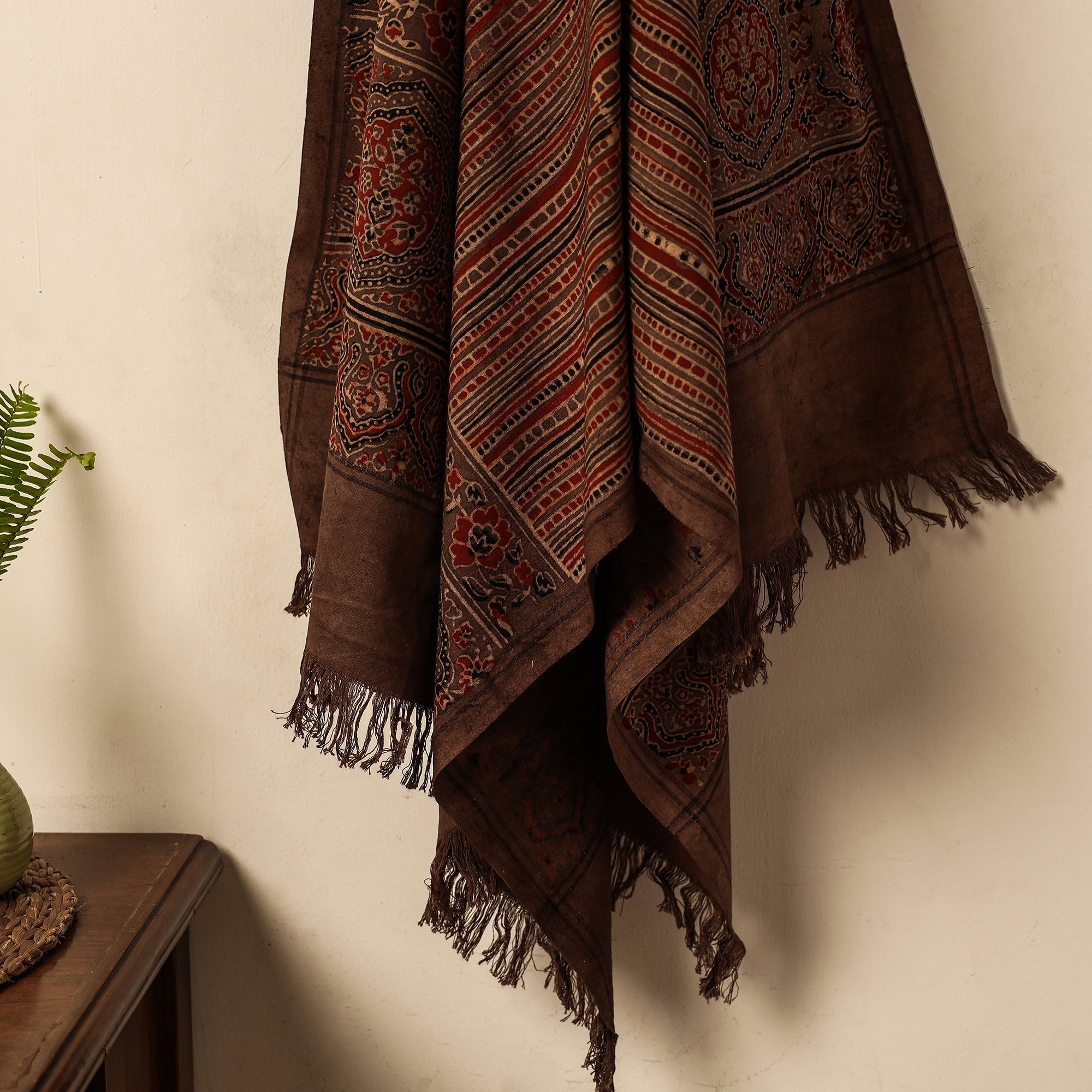 KACHCHH JI CHHAAP Brown - Block Print Cotton Ajrakh Handloom Towel - view 2