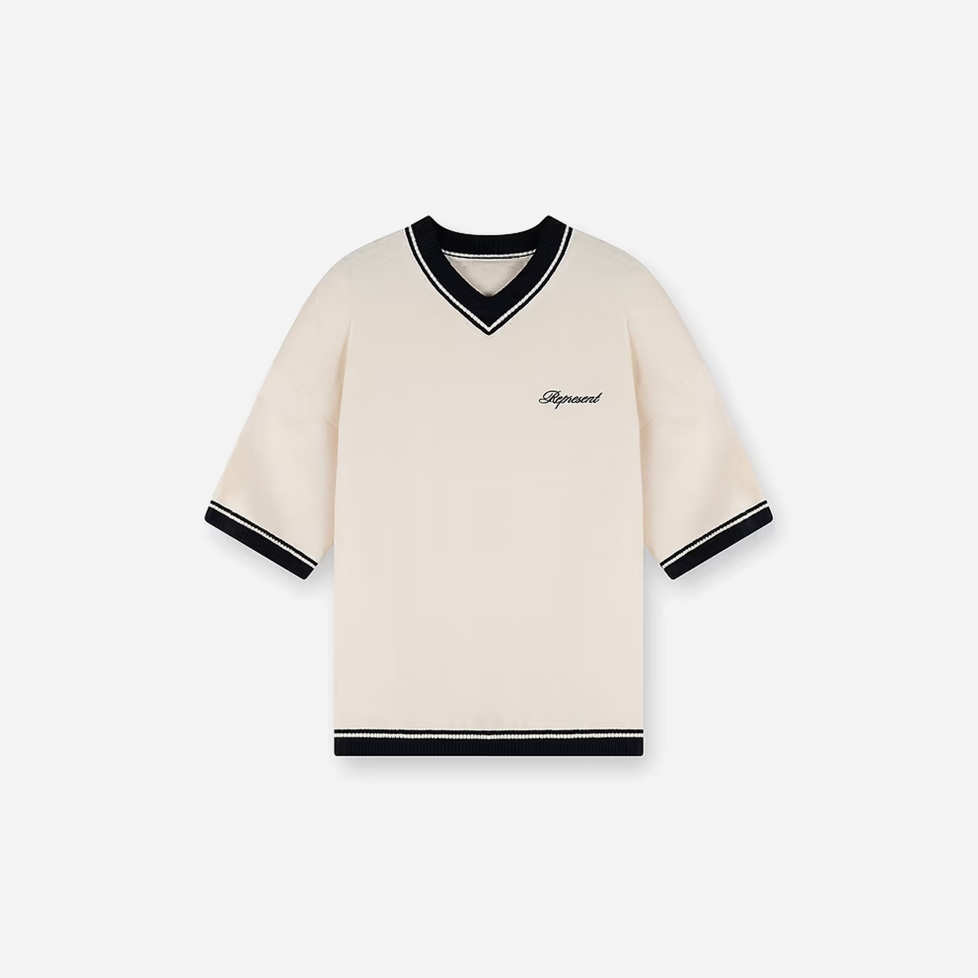 Represent Script Embroidered Knit – Off White